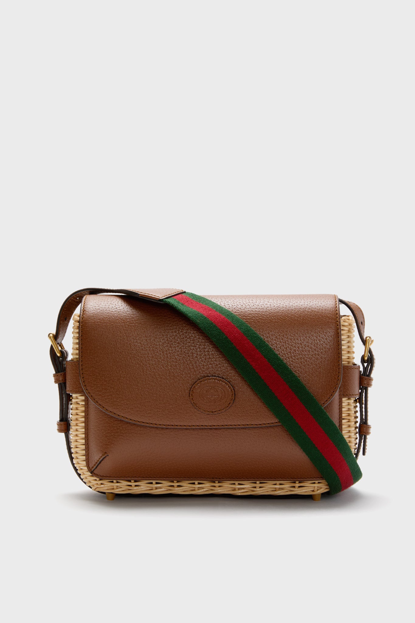 Gucci Wicker and Leather Crossbody Bag-Beilave
