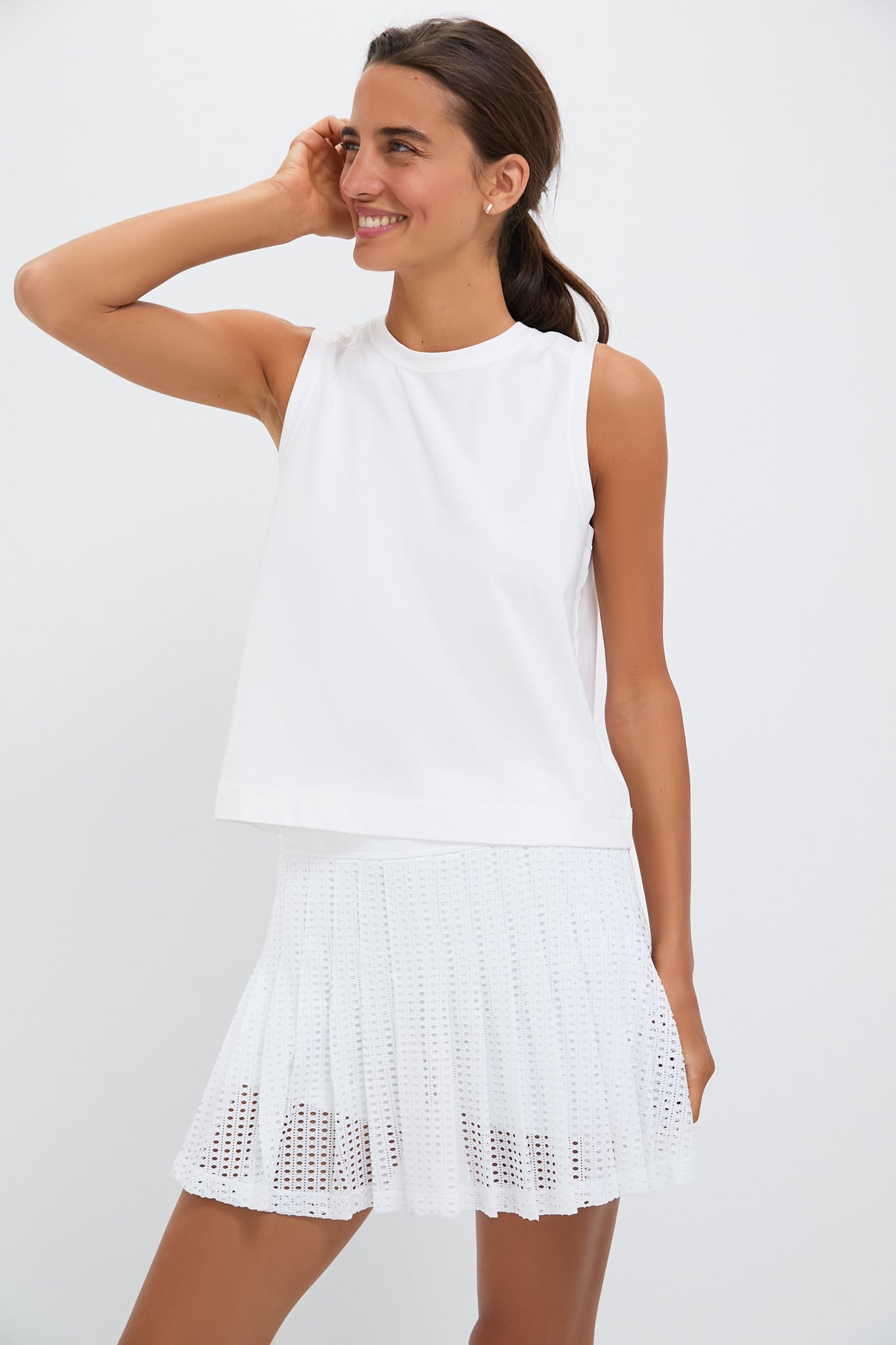 White Performance Cotton Sasha Tank-Beilave