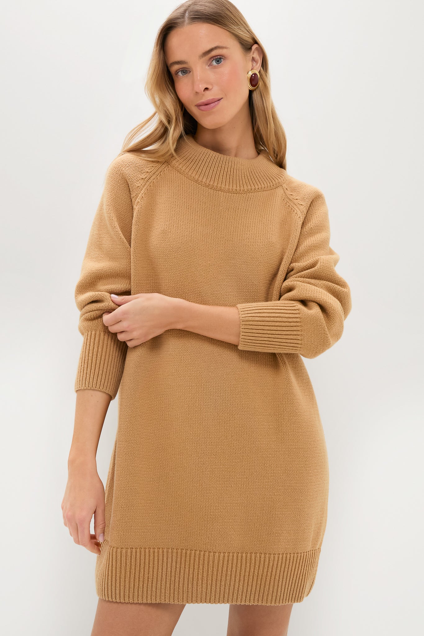 Heavyweight Camel Kristen Sweater Dress-Beilave