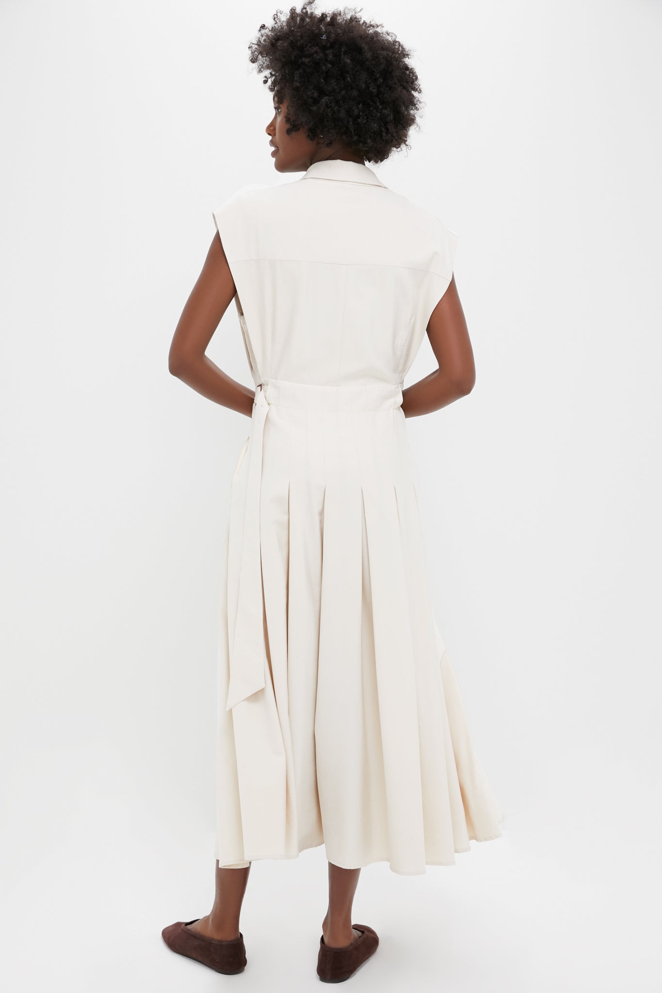 Ecru Quince Midi Shirt Dress-Beilave