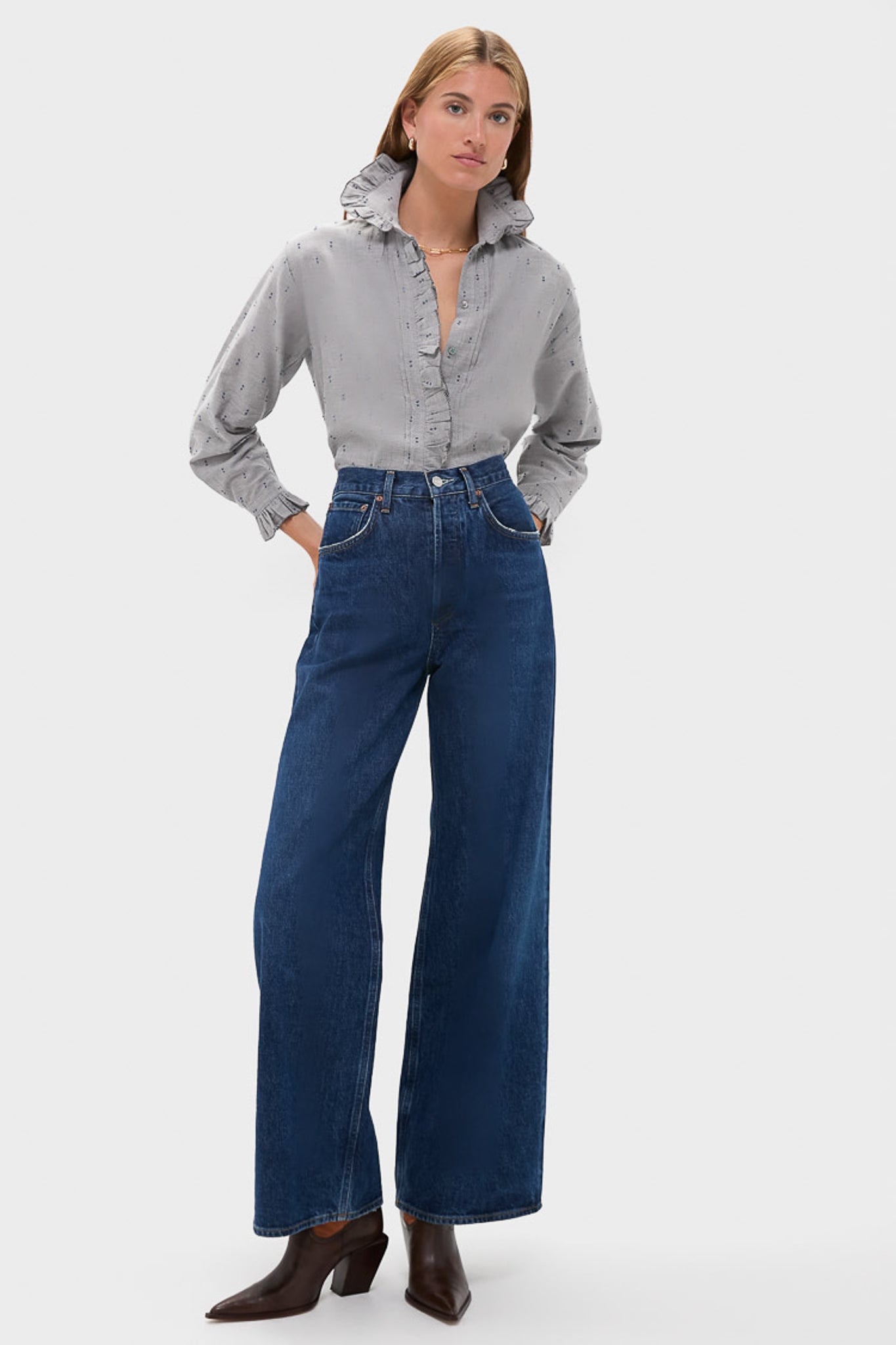 Indigo Dots French Heirloom Shirt-Beilave