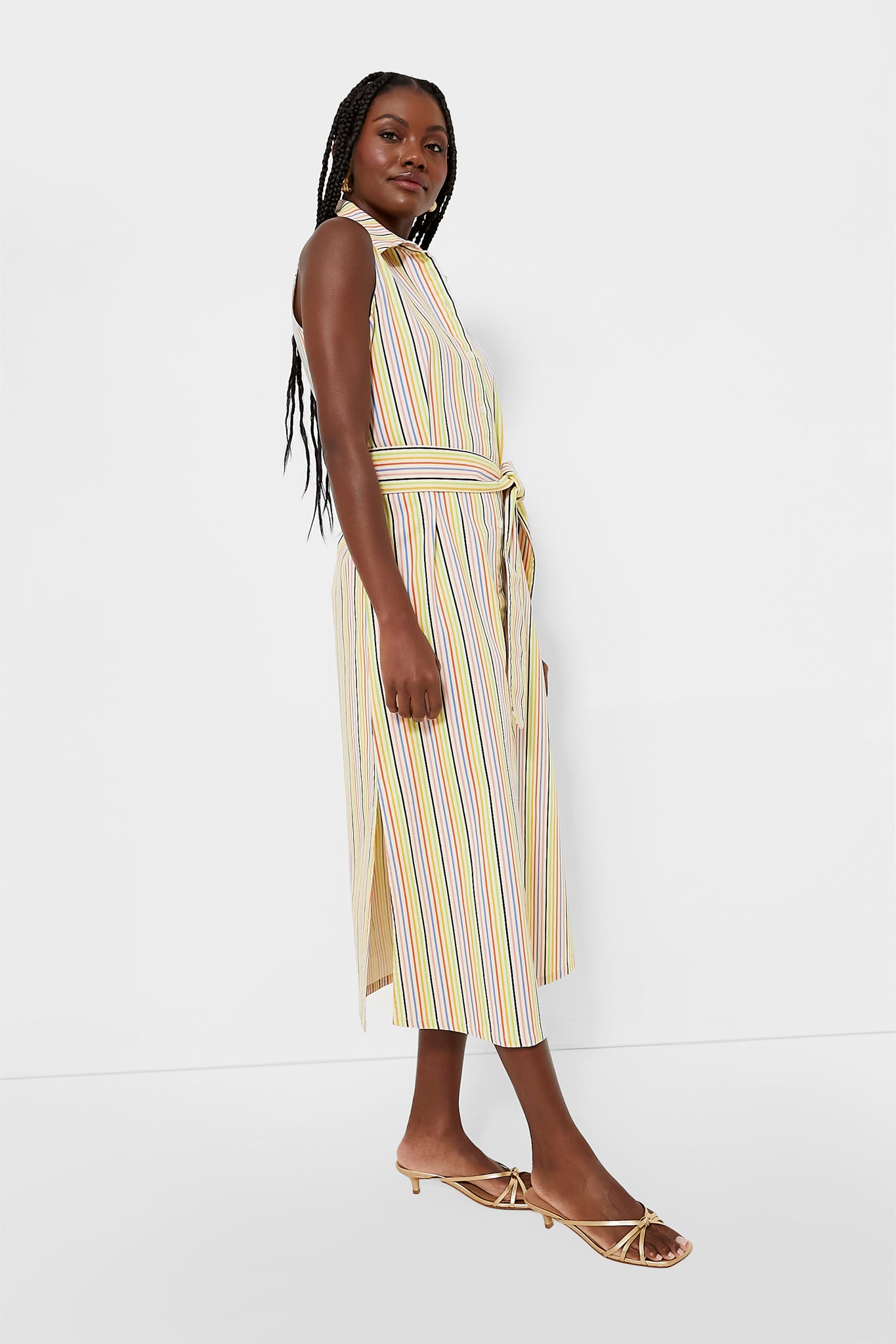 Rainbow Stripe Sleeveless Riley Dress-Beilave