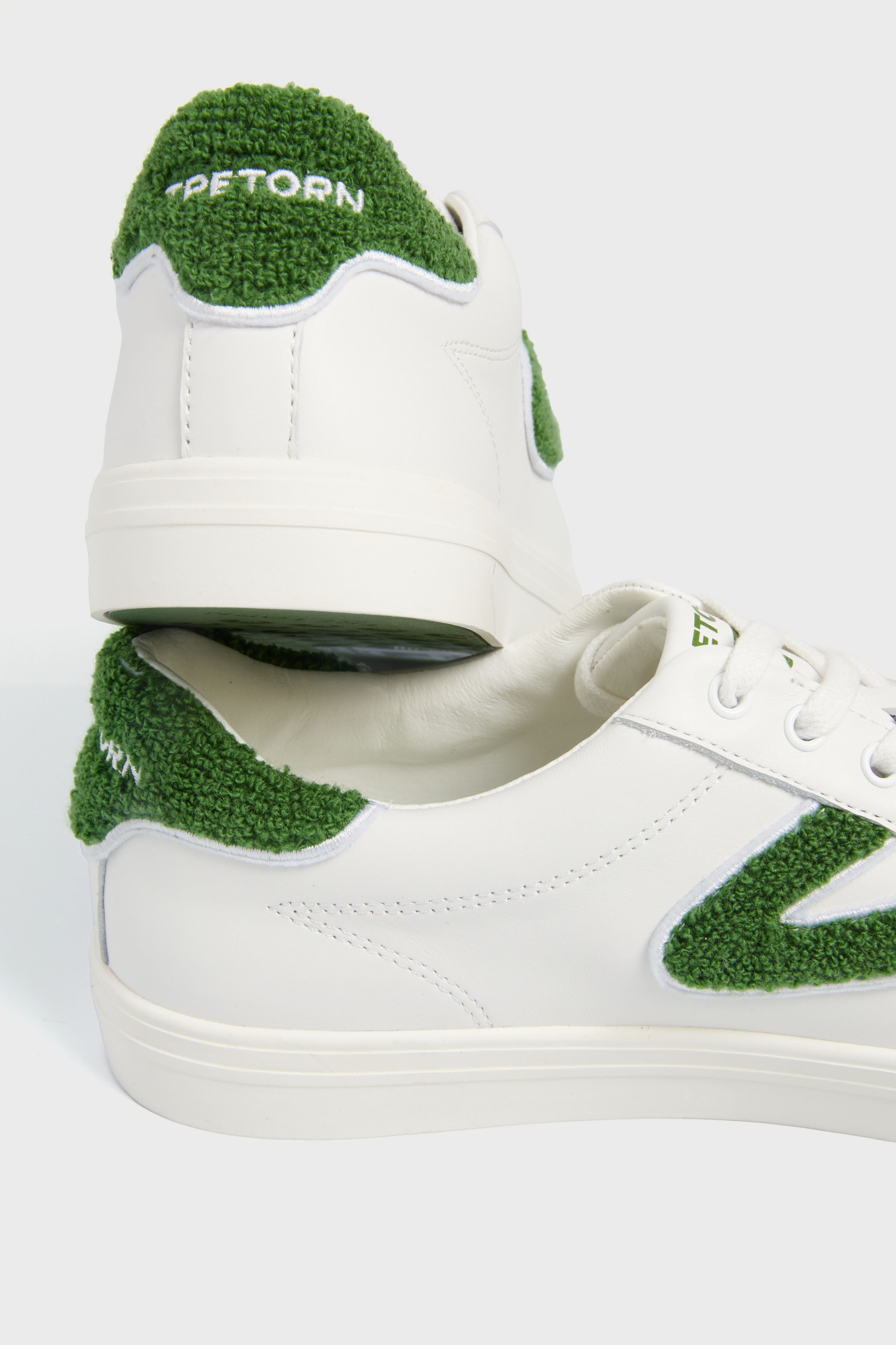 White and Green Mixed Doubles Sneakers-Beilave