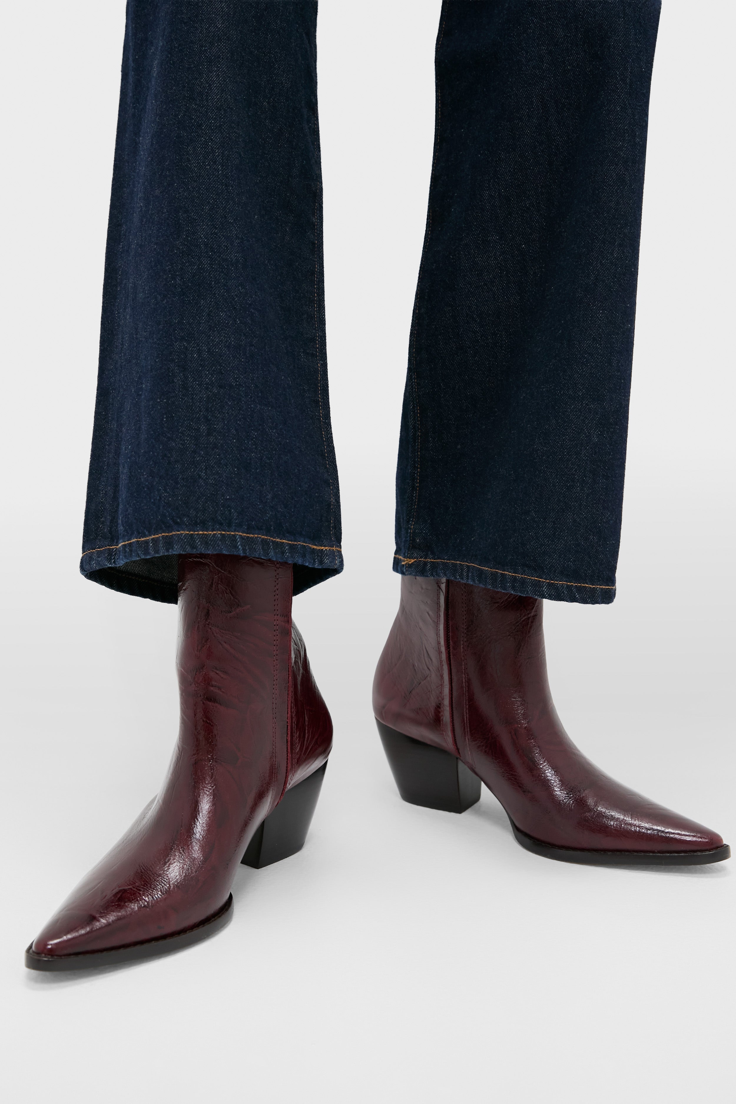 Burgundy Crinkle Caty Boots-Beilave