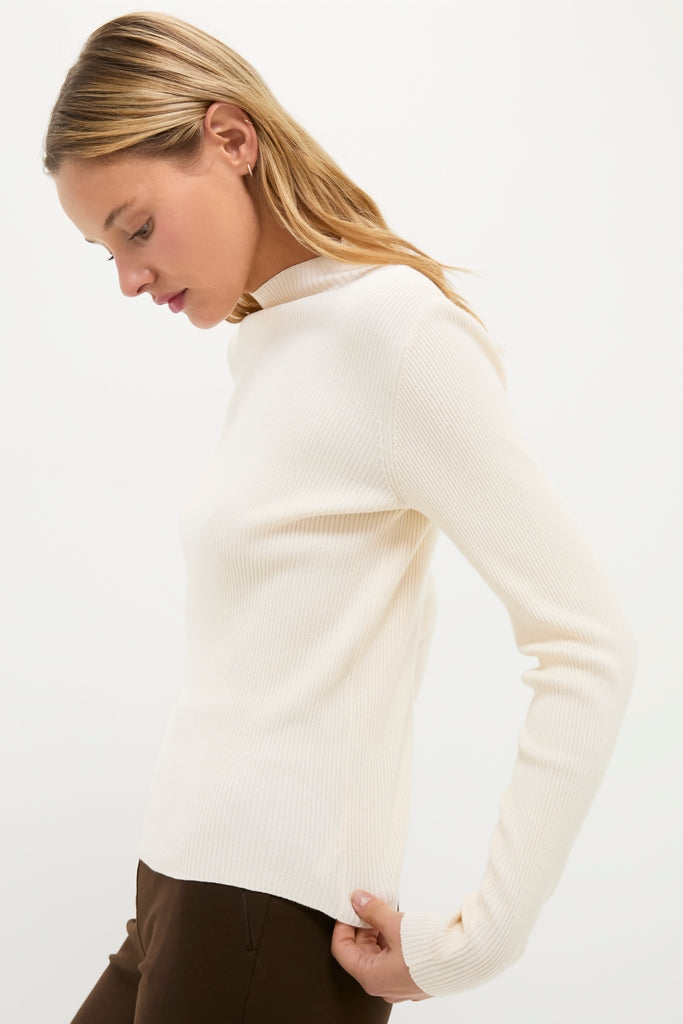 Cream Ribbed Holden Turtleneck-Beilave