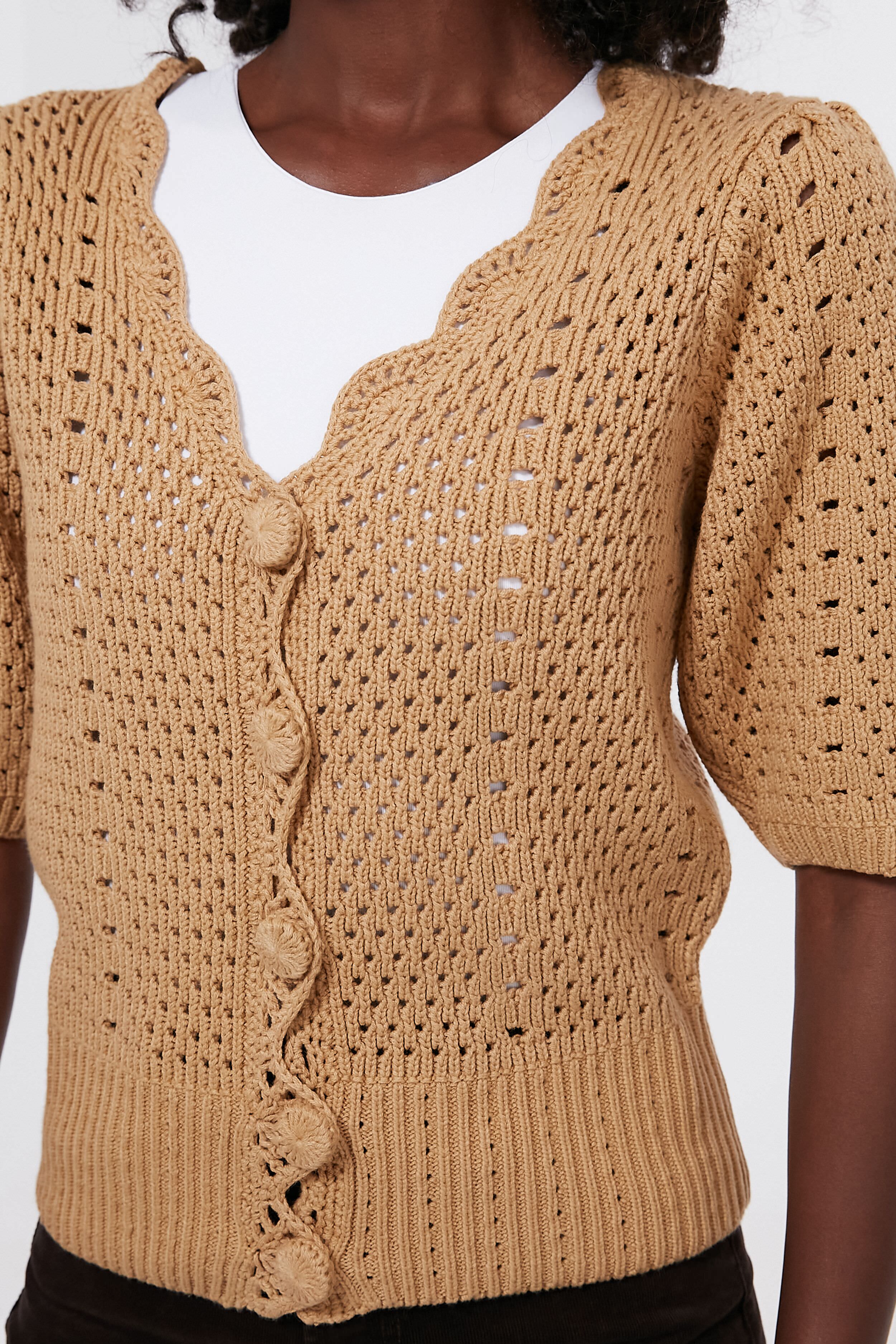 Tan Short Sleeve Alice Cardigan-Beilave