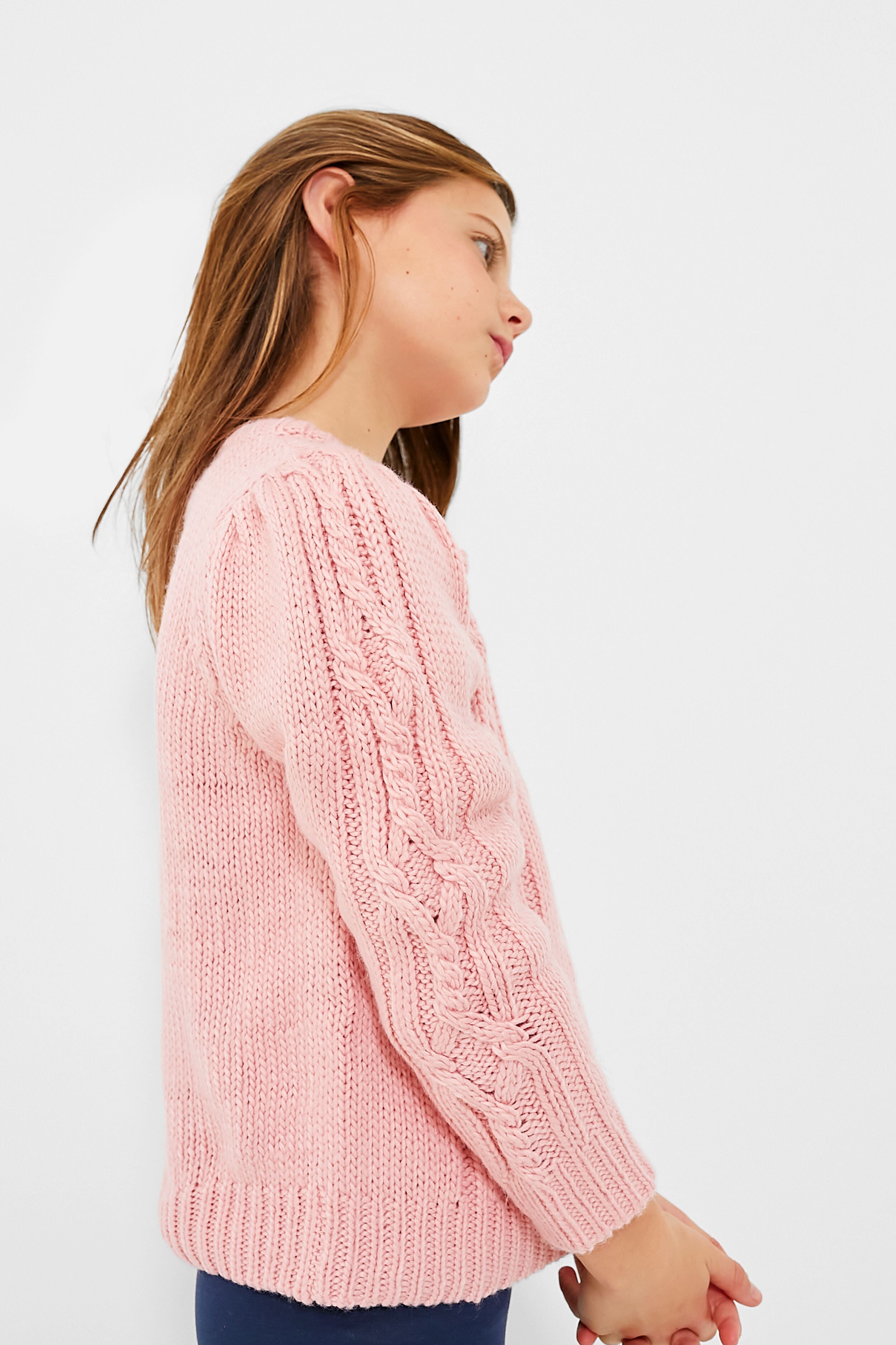 Dusty Rose Cable Constance Sweater-Beilave