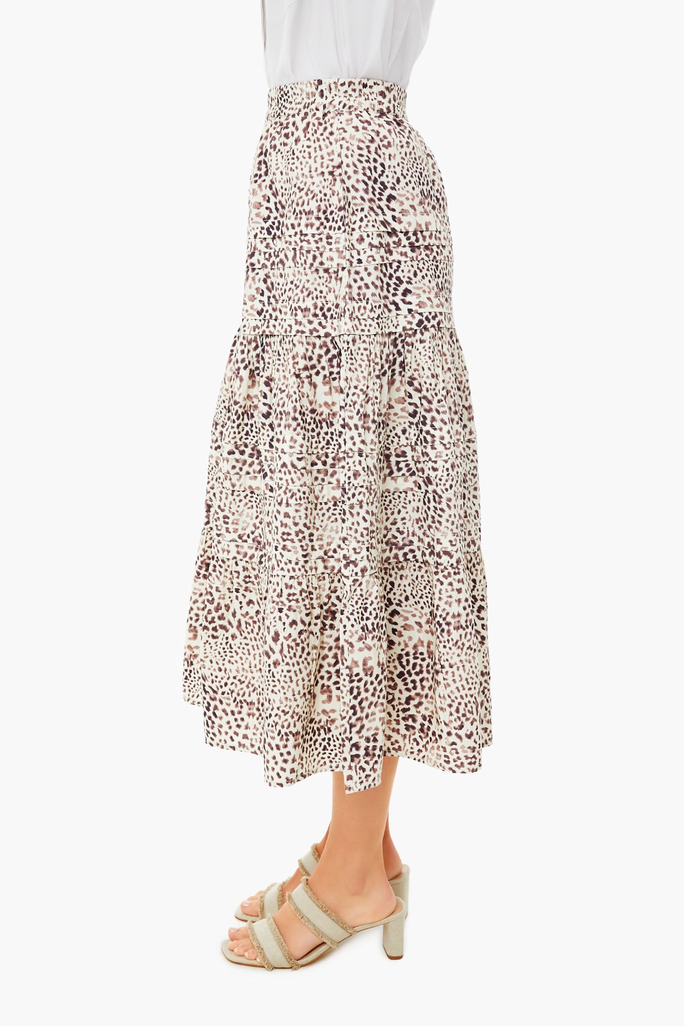 Day Calla Cheetah Pintuck Midi Skirt-Beilave