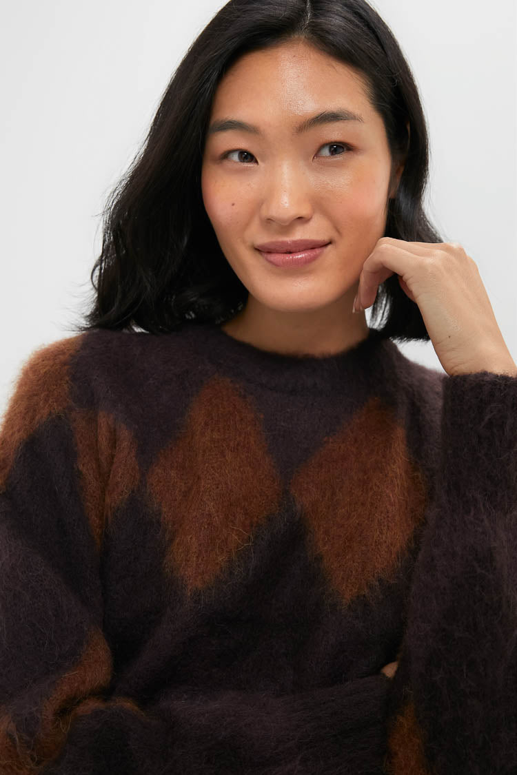 Deep Plum Bronco and Dark Umber Ezra Sweater-Beilave