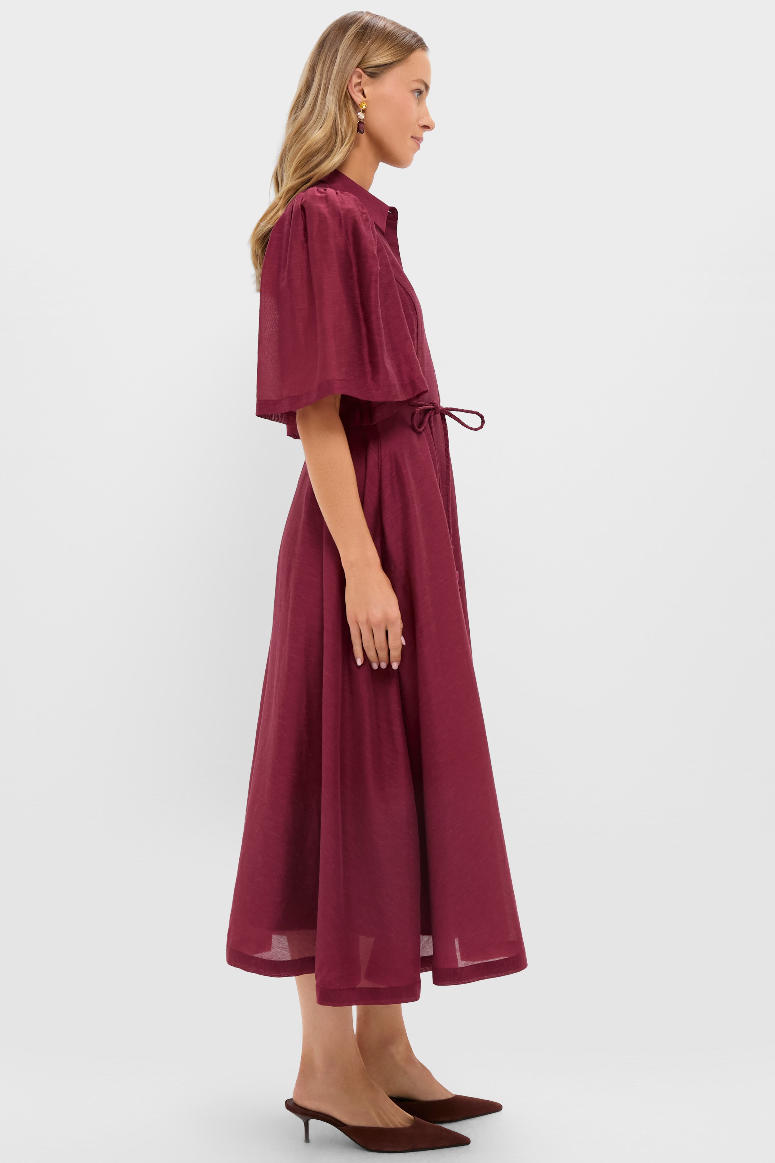 Oxblood Cindy Midi Dress-Beilave