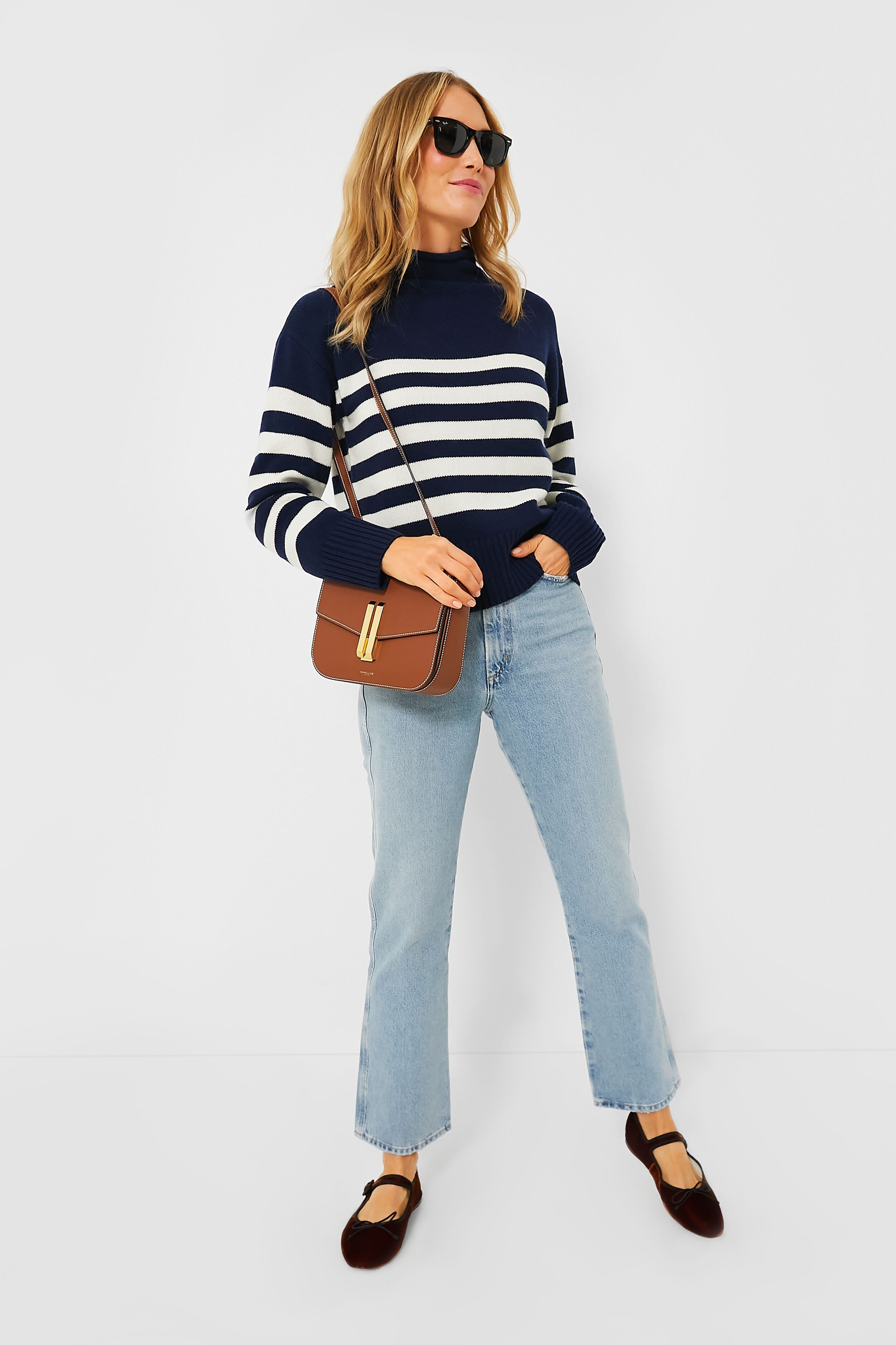 The Navy and Cream Lucca Sweater-Beilave