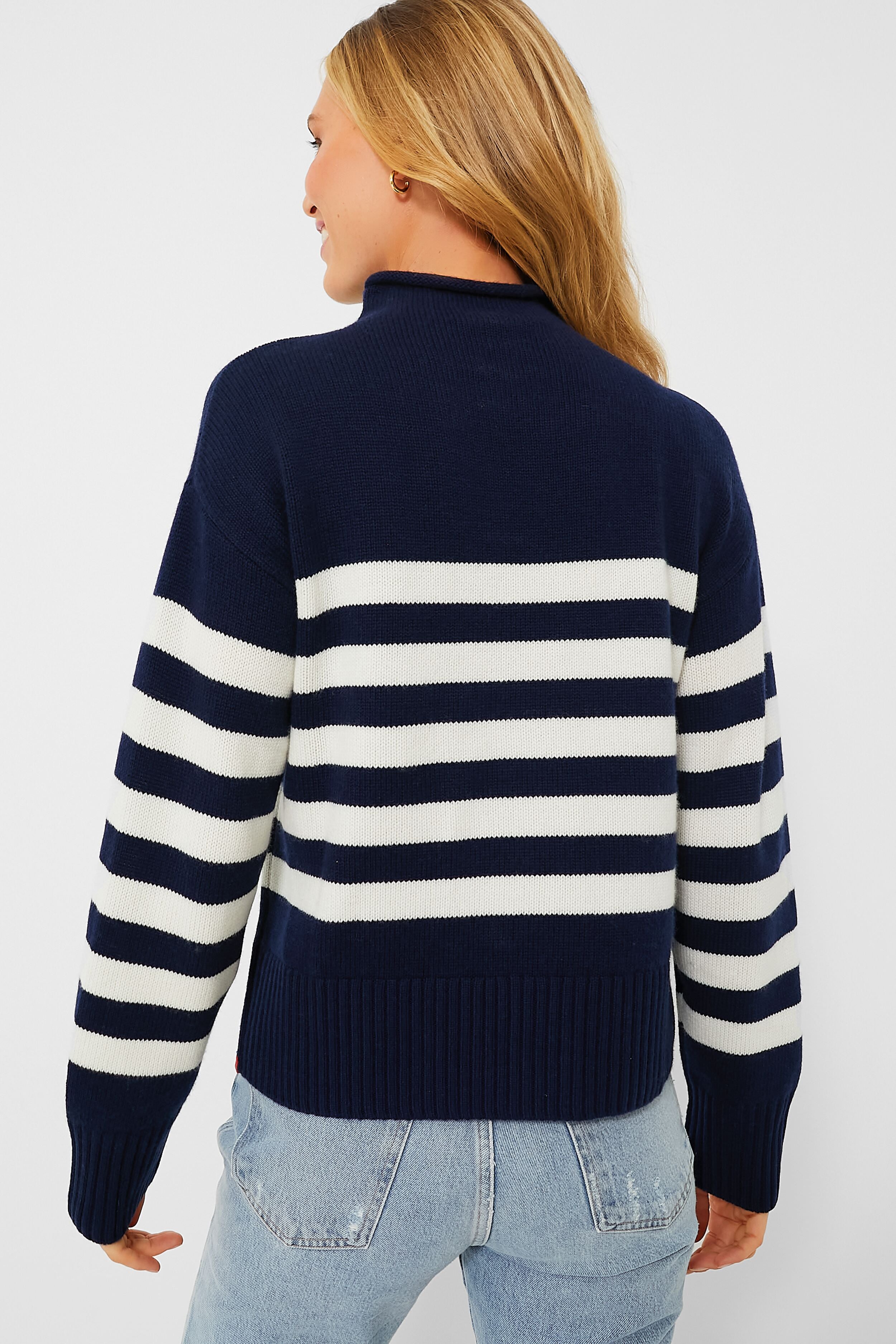 The Navy and Cream Lucca Sweater-Beilave