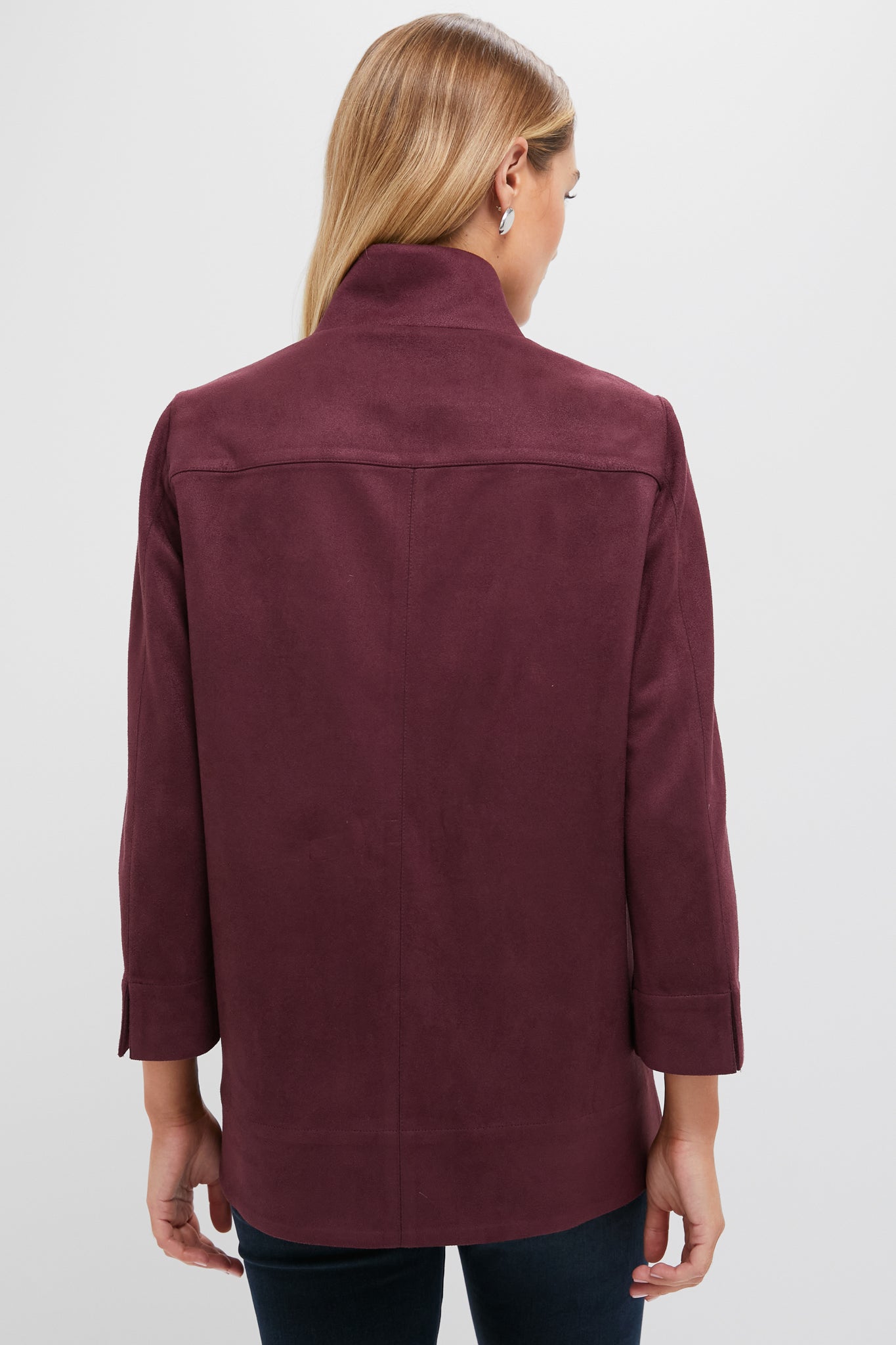 Winetasting Suede Margot Stand Collar Blouse-Beilave
