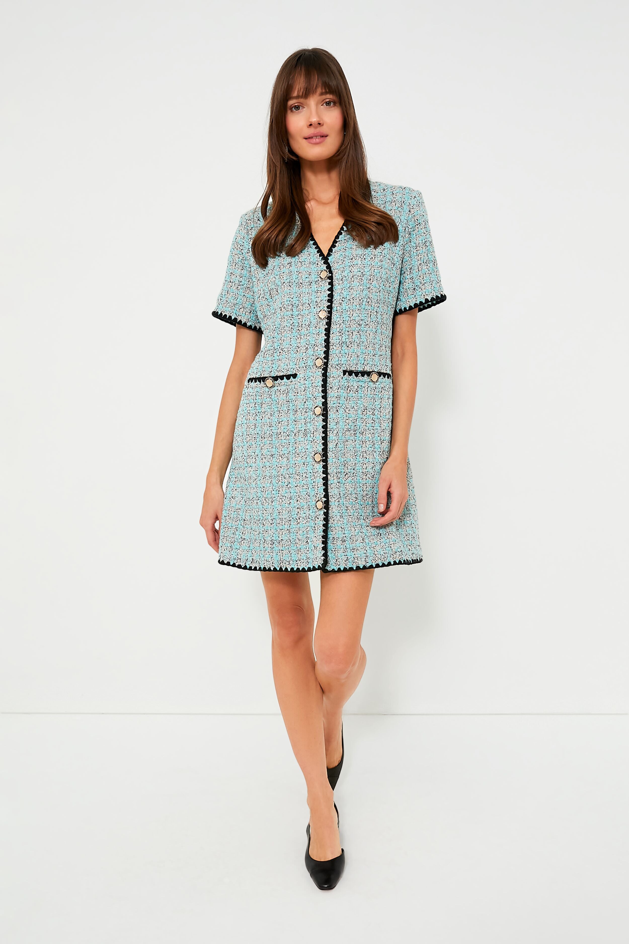 Blue Tweed Josephine Dress-Beilave