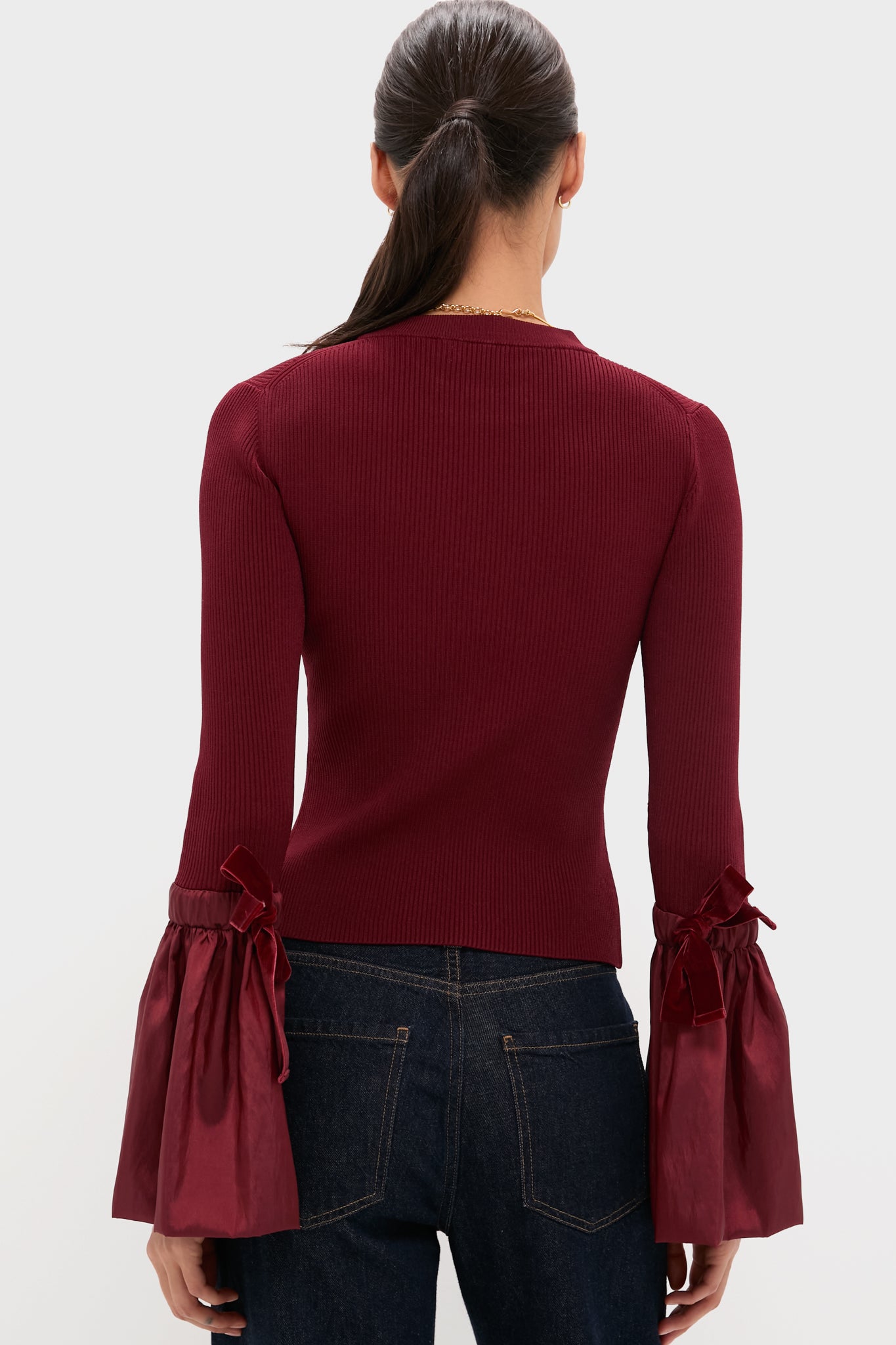 Oxblood Agata Long Sleeve Top-Beilave
