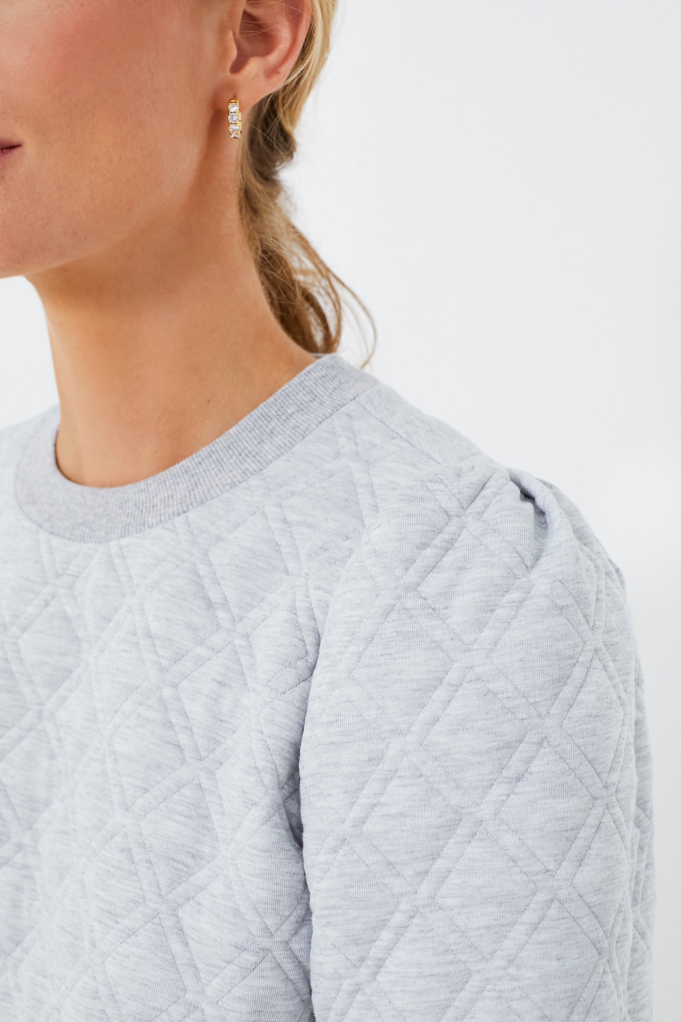 Gray Puff Sleeve Campbell Pullover-Beilave