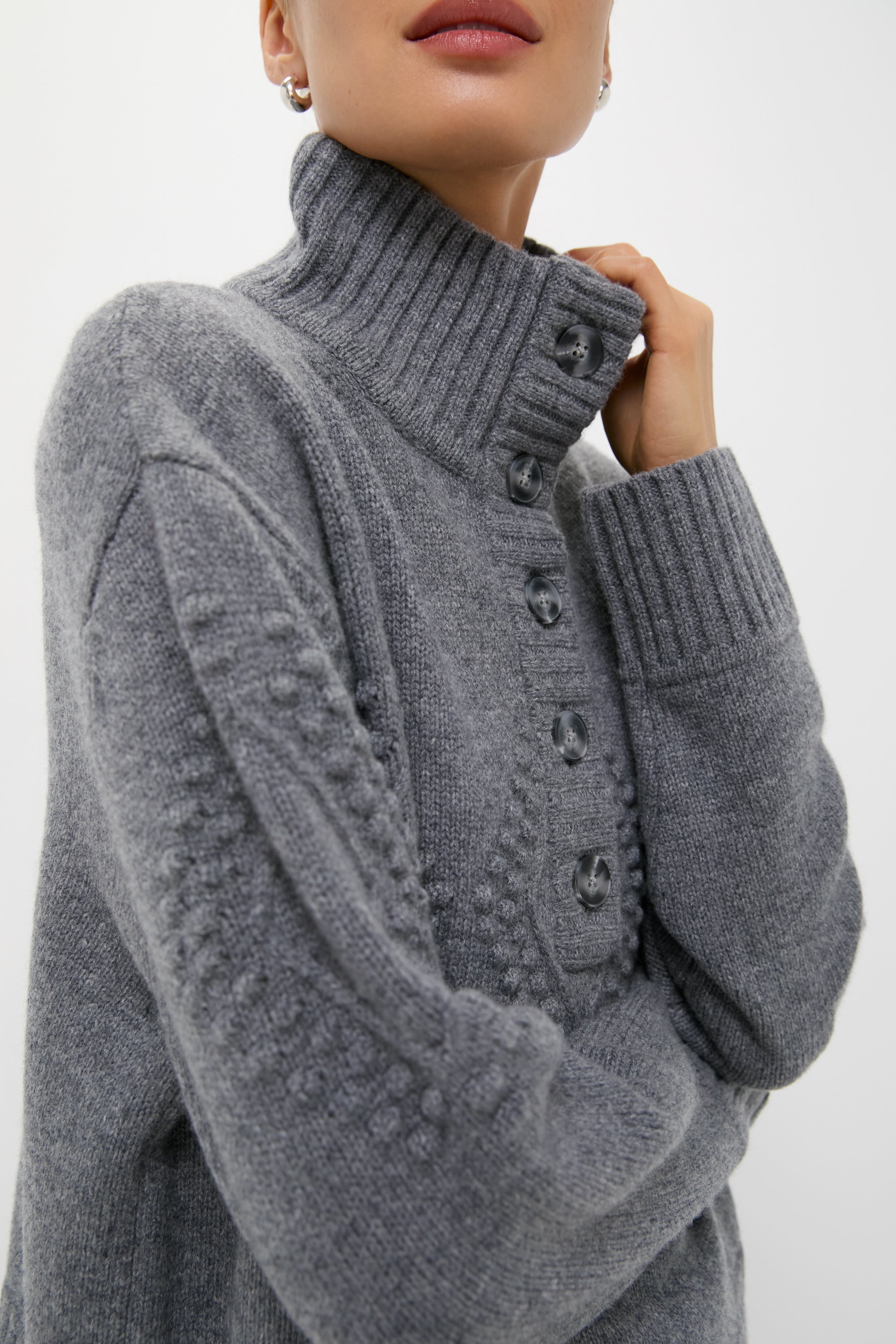 Gray Henry Button-Up Sweater-Beilave