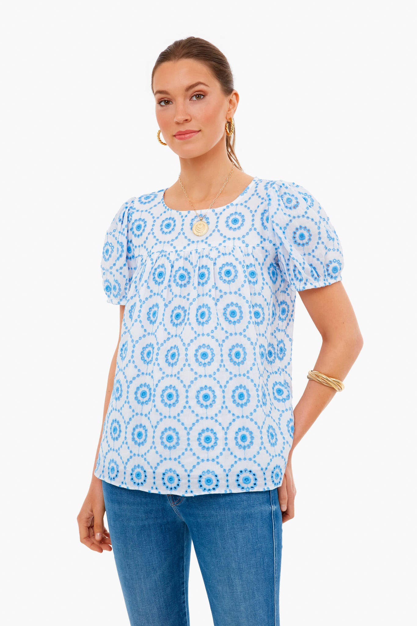 White Marina Short Sleeve Top-Beilave