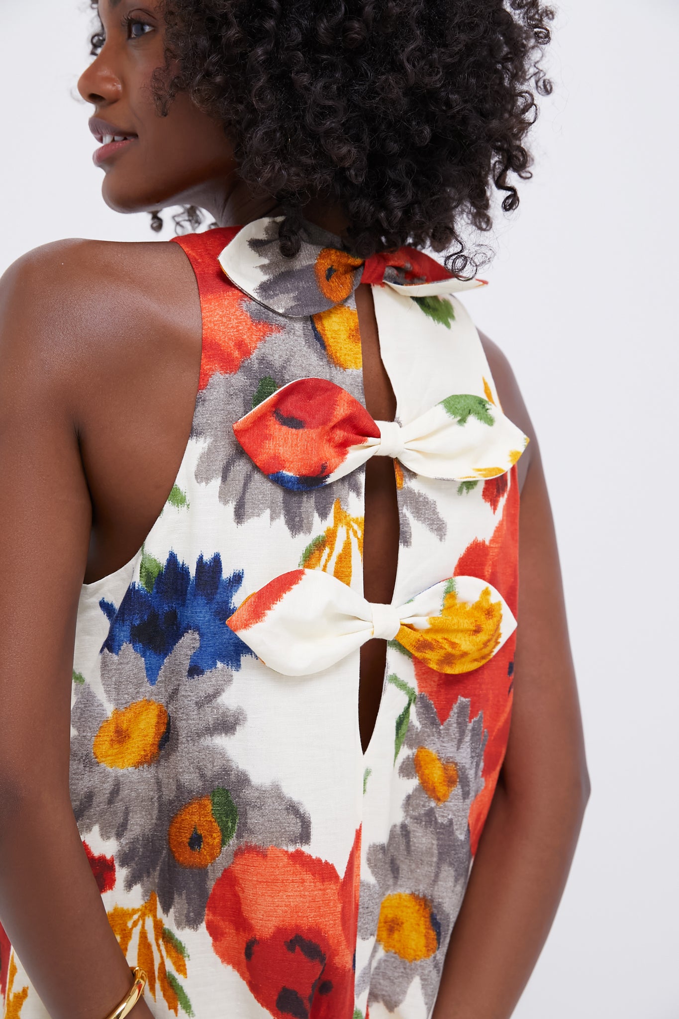 Crimson Poppy Cotton Linen Portia Dress-Beilave