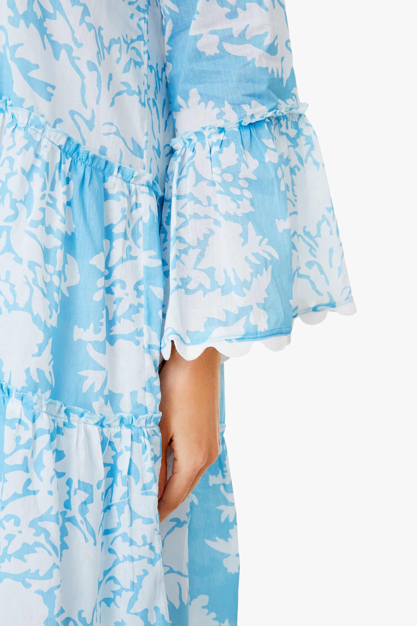 Exclusive Pastel Blue Palladio Flared Sleeve Dress-Beilave