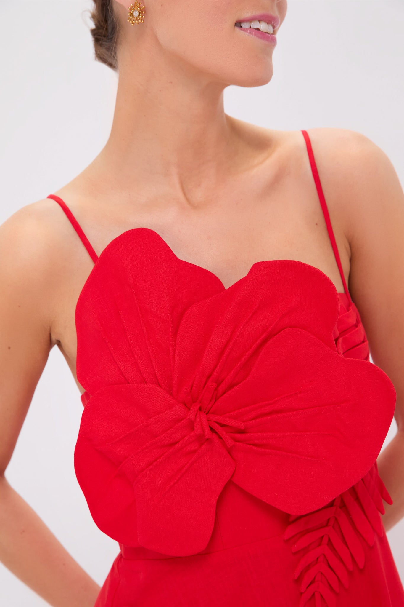 Red Garden Sleeveless Midi Dress-Beilave