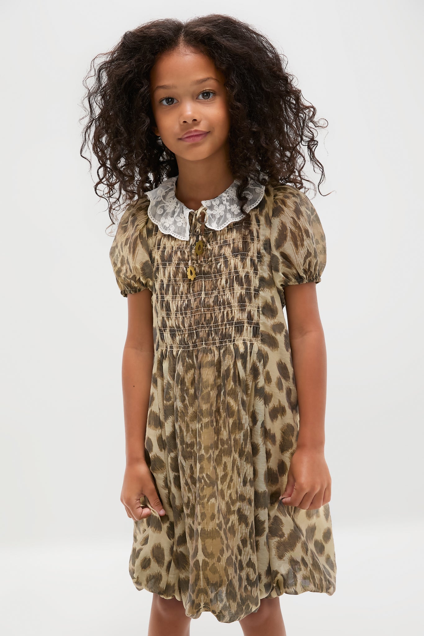 Cream Claude Print Bubble Dress-Beilave