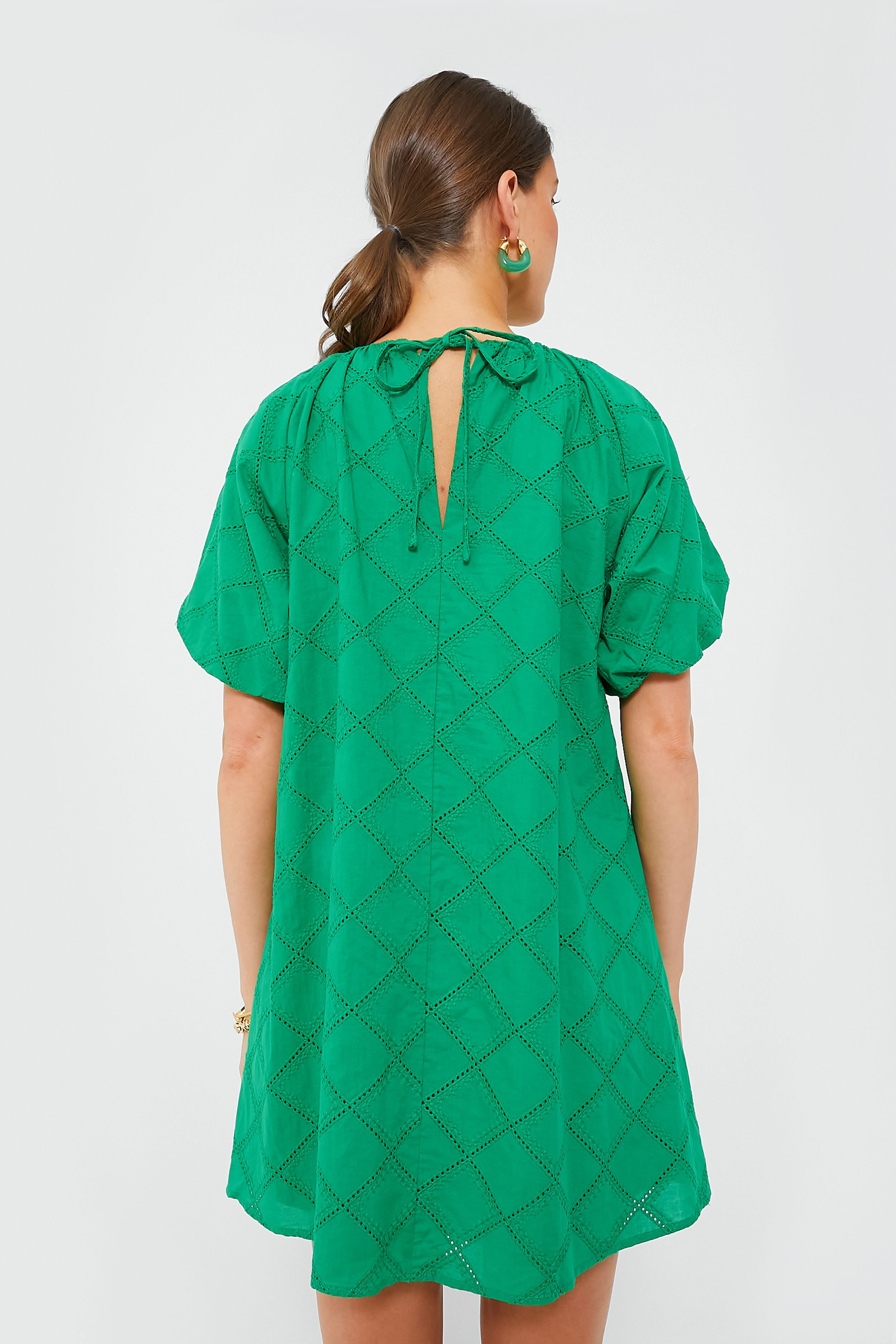 Green Eyelet Quincy Mini Dress-Beilave