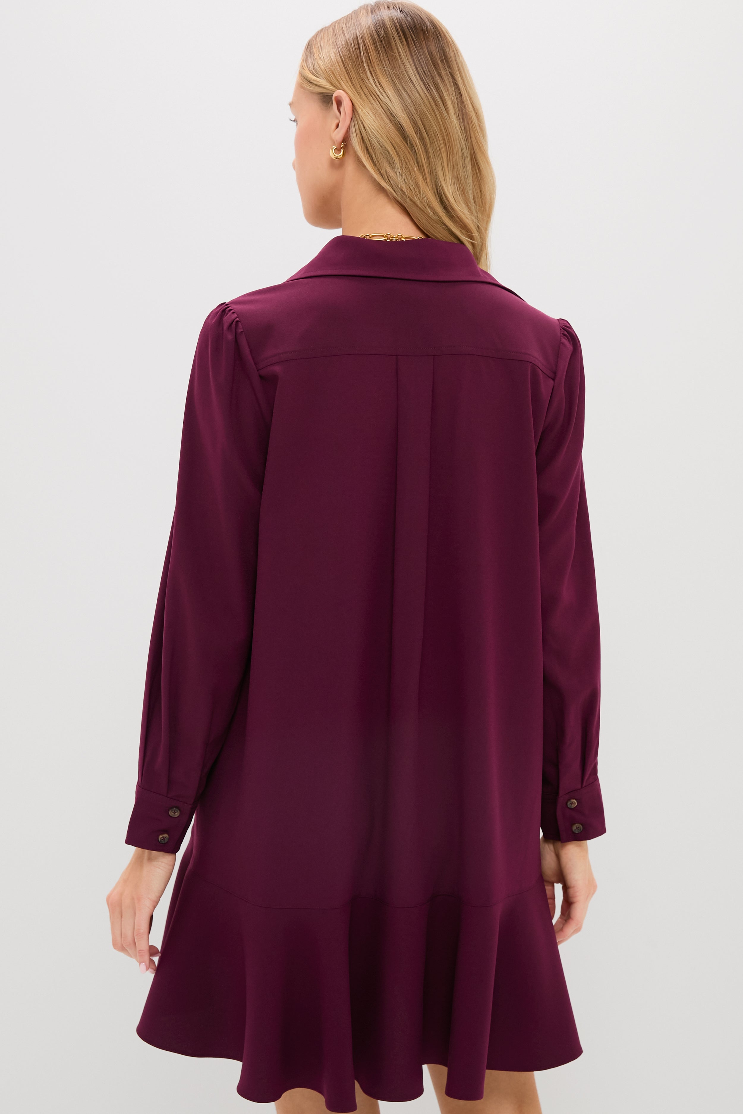 Winetasting Crepe Callahan Shirt Dress-Beilave