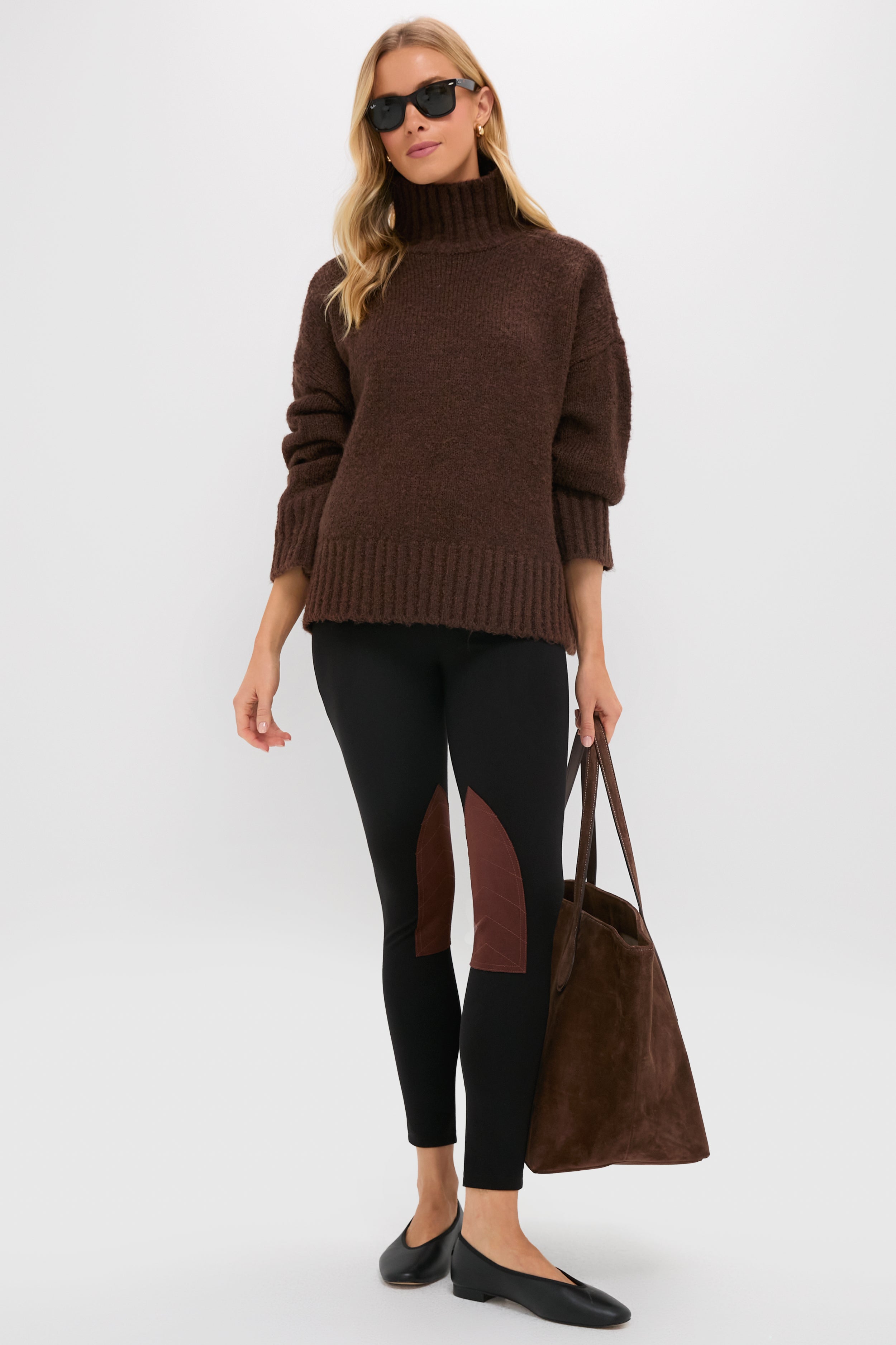 Chocolate Boucle Hannah Turtleneck Sweater-Beilave