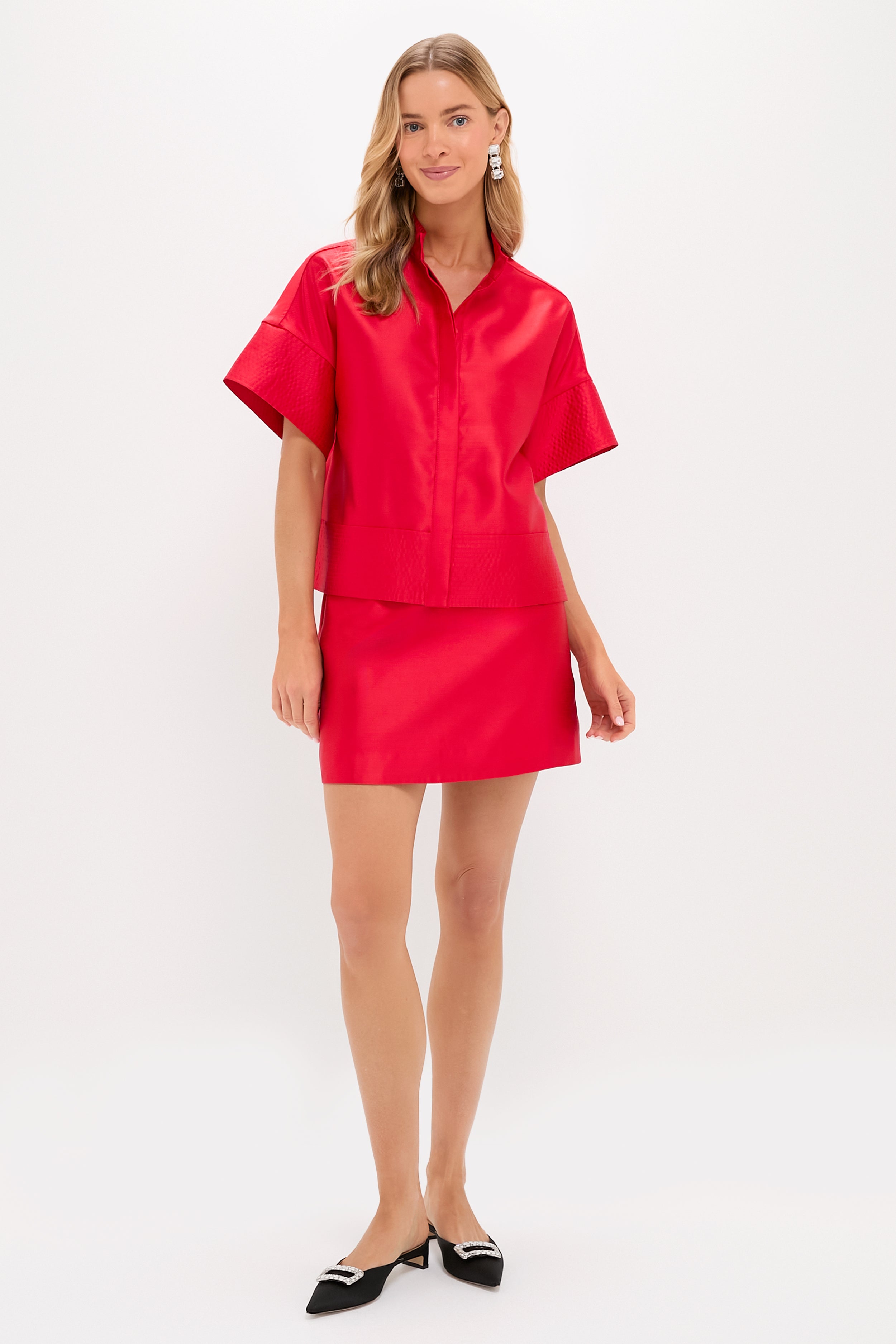 Red Dupioni Opal Skirt-Beilave