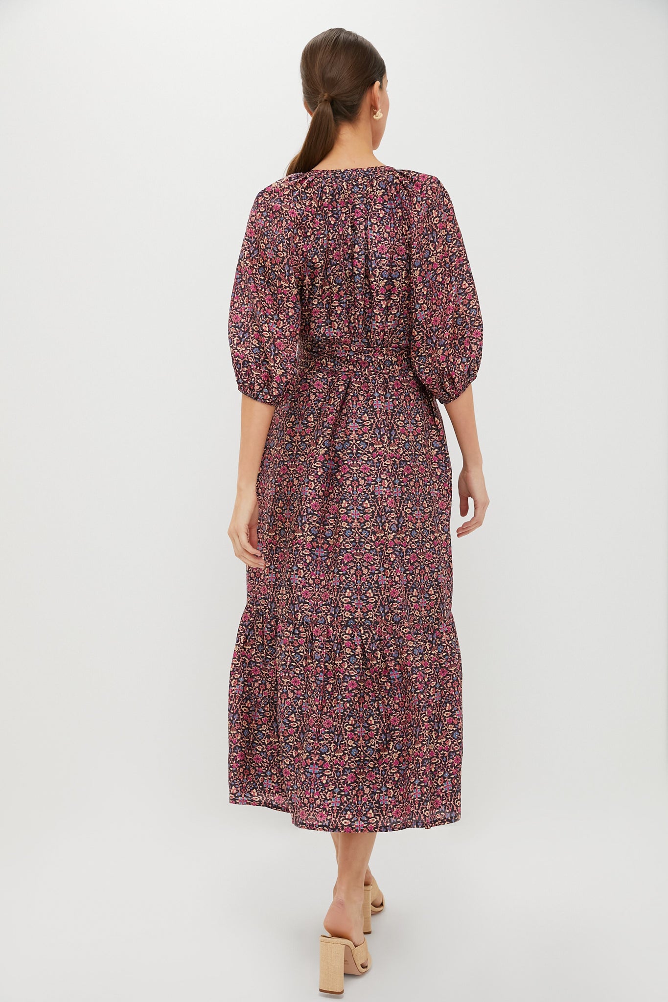 Raspberry Vine Floral Lyles Dress-Beilave