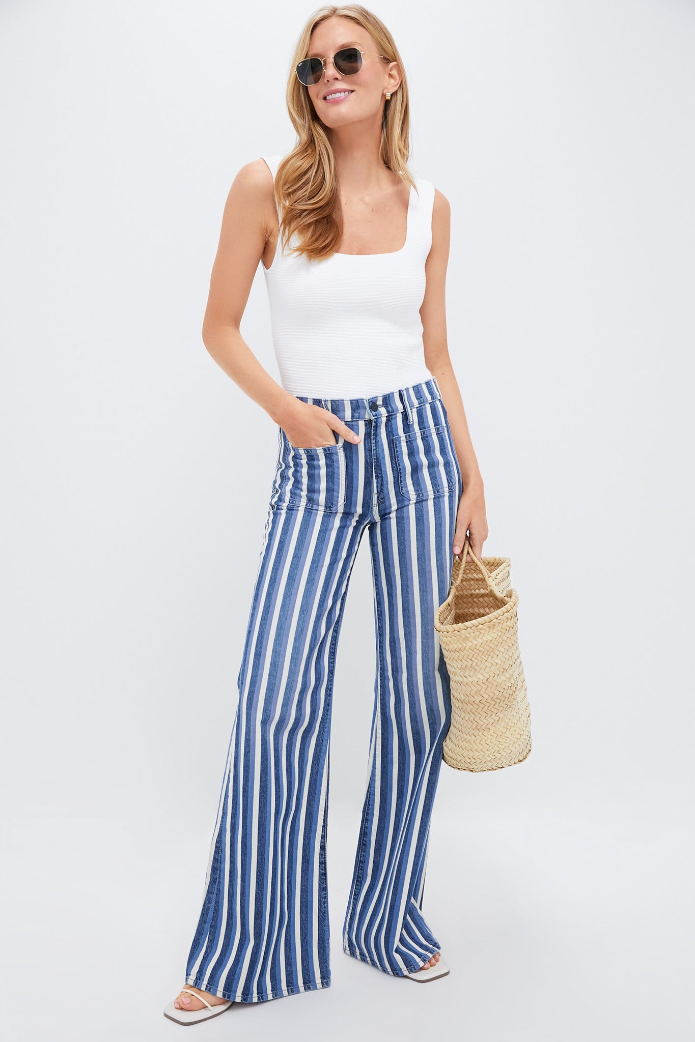 Cream Square Toe Twiggy Sandals-Beilave