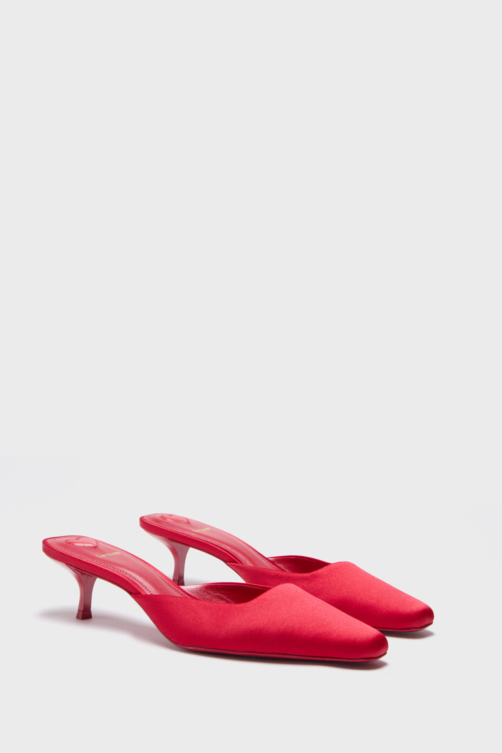 Cherry Satin Amal Mules-Beilave