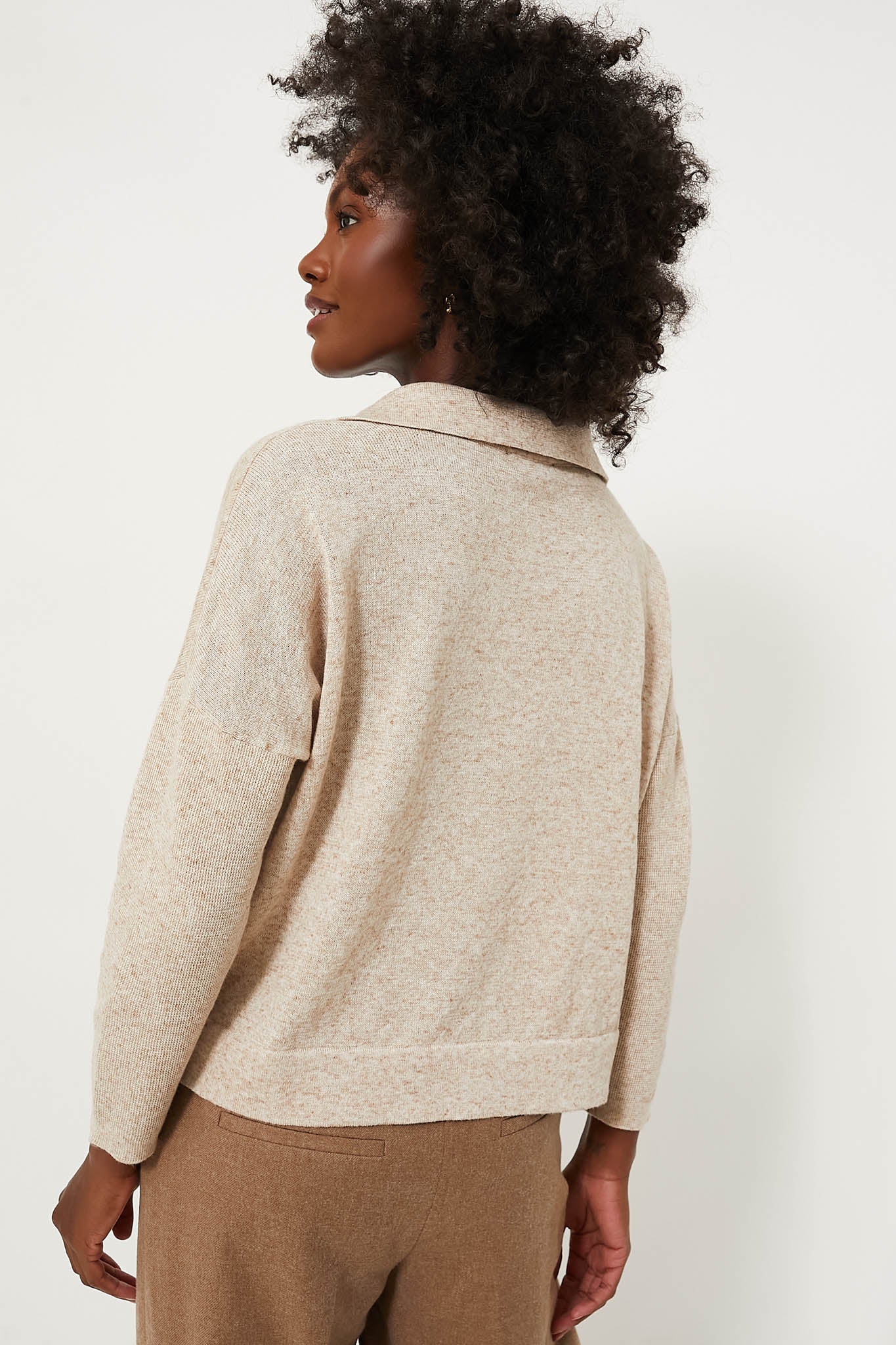 Tan Clayton Long Sleeve Knit Polo-Beilave