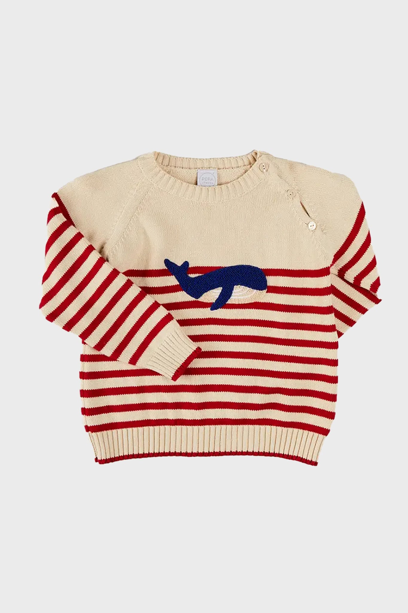 Whale Intarsia Striped Jumper in Red-Beilave