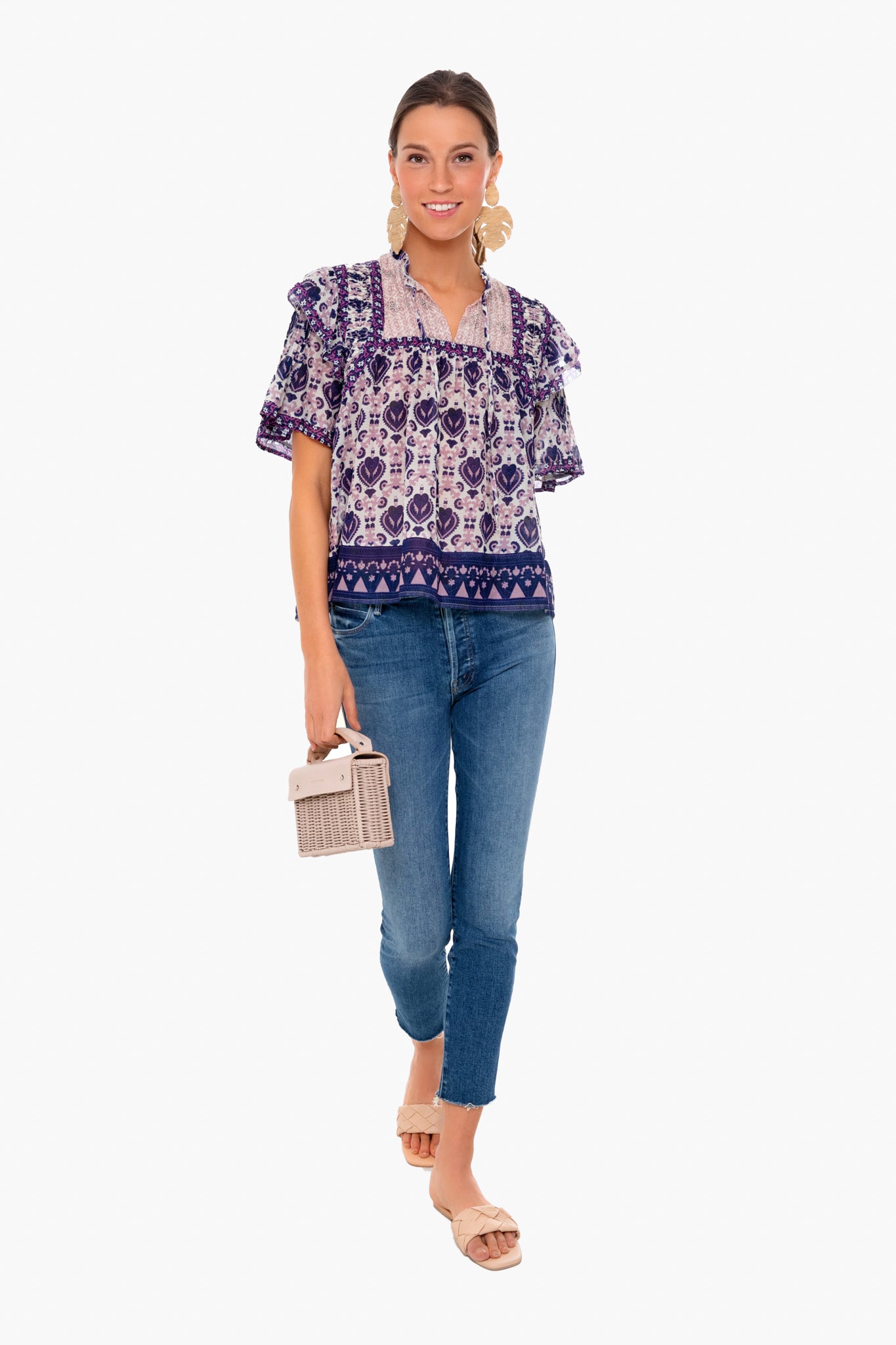 Violet Brigitte Border Pintuck Top-Beilave
