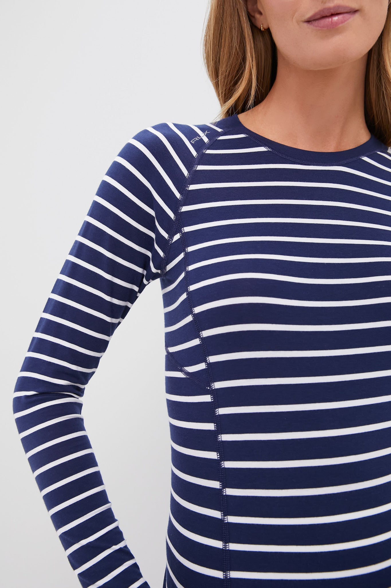 Refined Navy Long Sleeve Soft Pima Stretch Knit T Shirt-Beilave