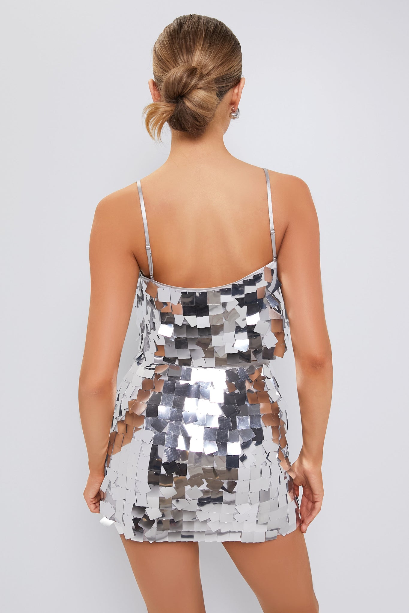 Silver Griselda Top and Mini Skirt Set-Beilave