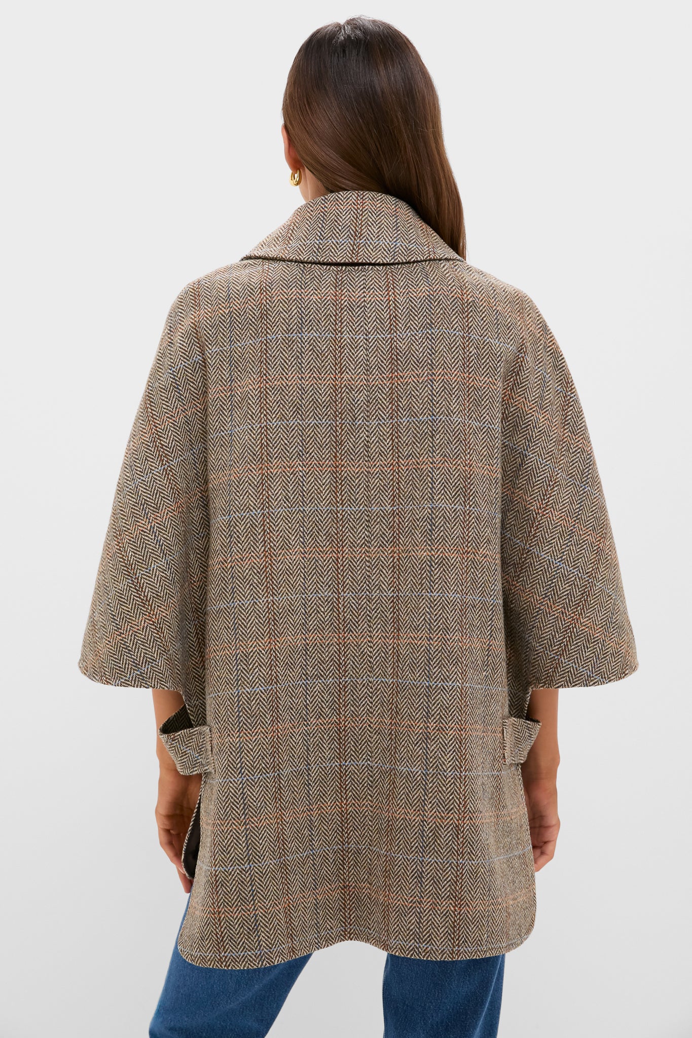 Herringbone Stewart Poncho-Beilave