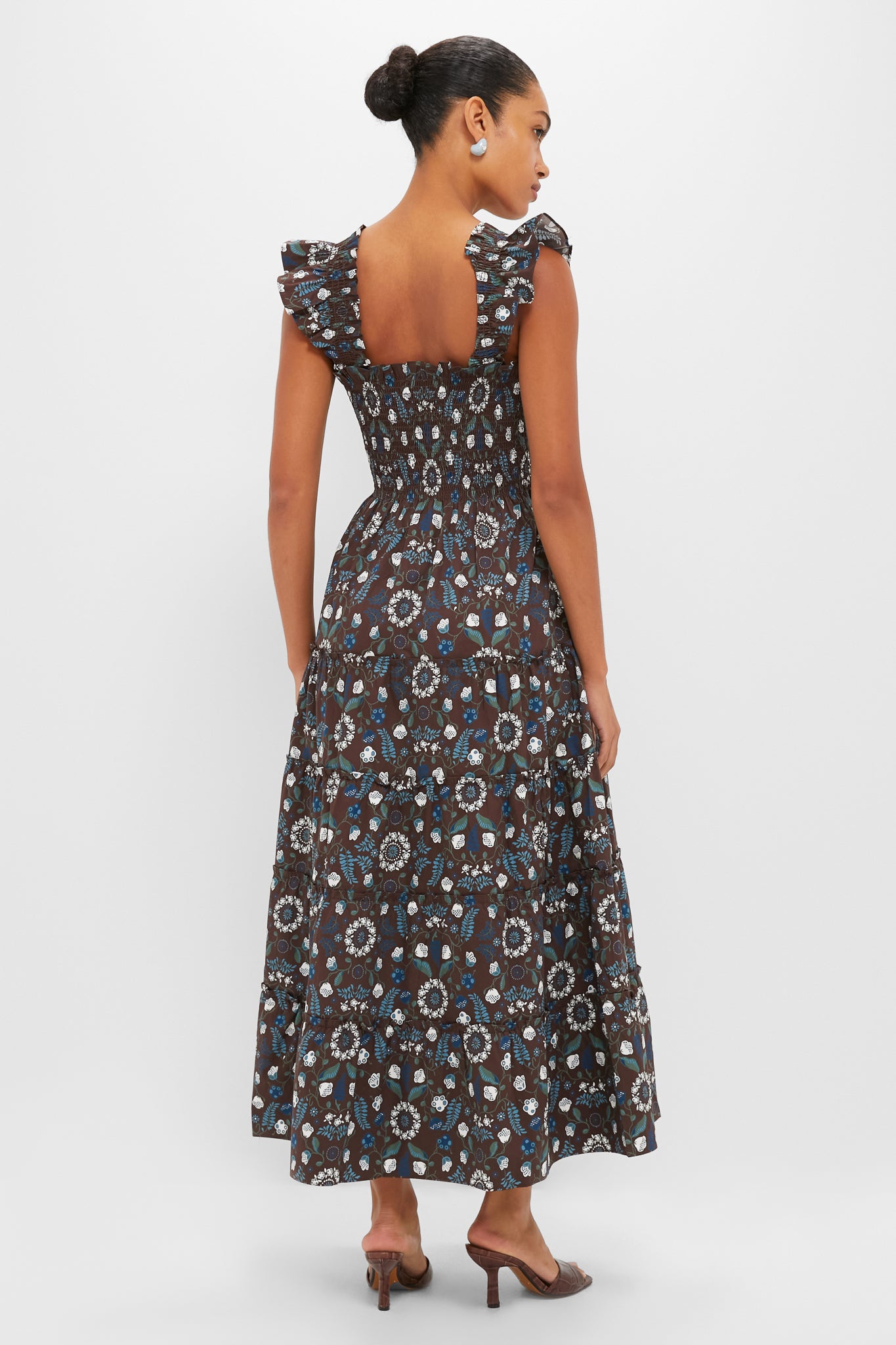 Chocolate Swedish Floral Ellie Maxi Nap Dress-Beilave