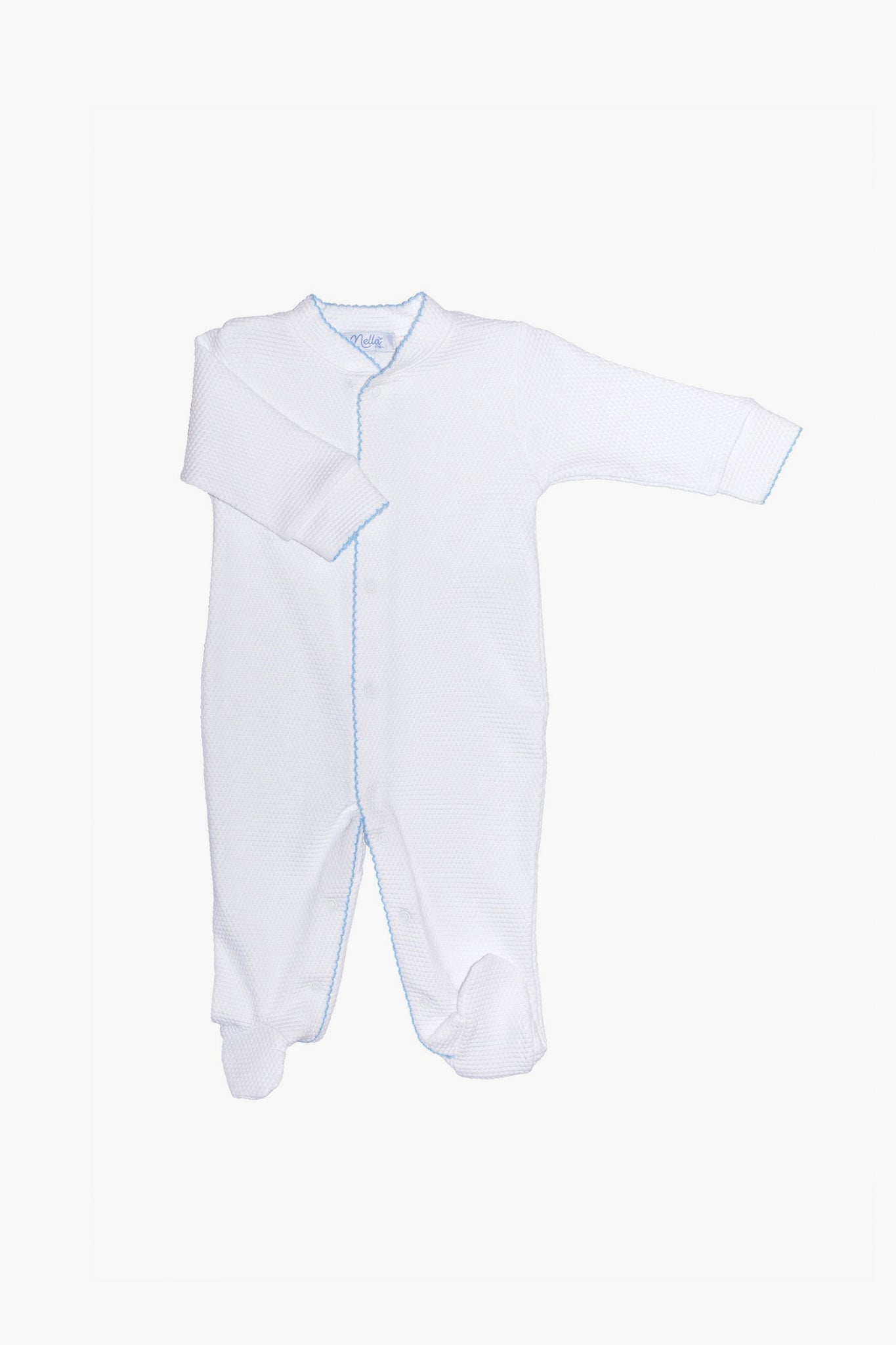 White and Blue Bubble Baby Footie-Beilave