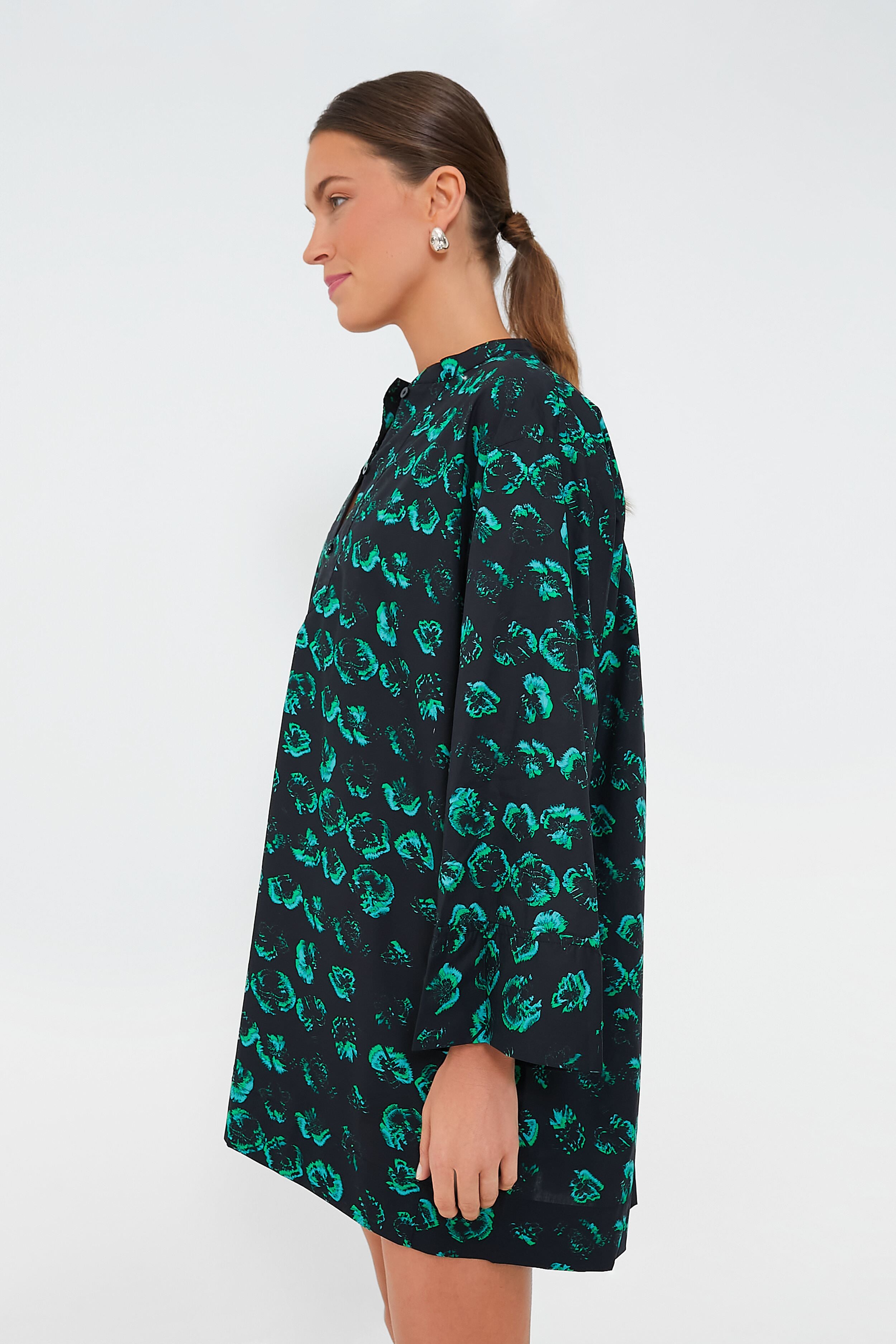 Green Distorted Pansy Abi Dress-Beilave