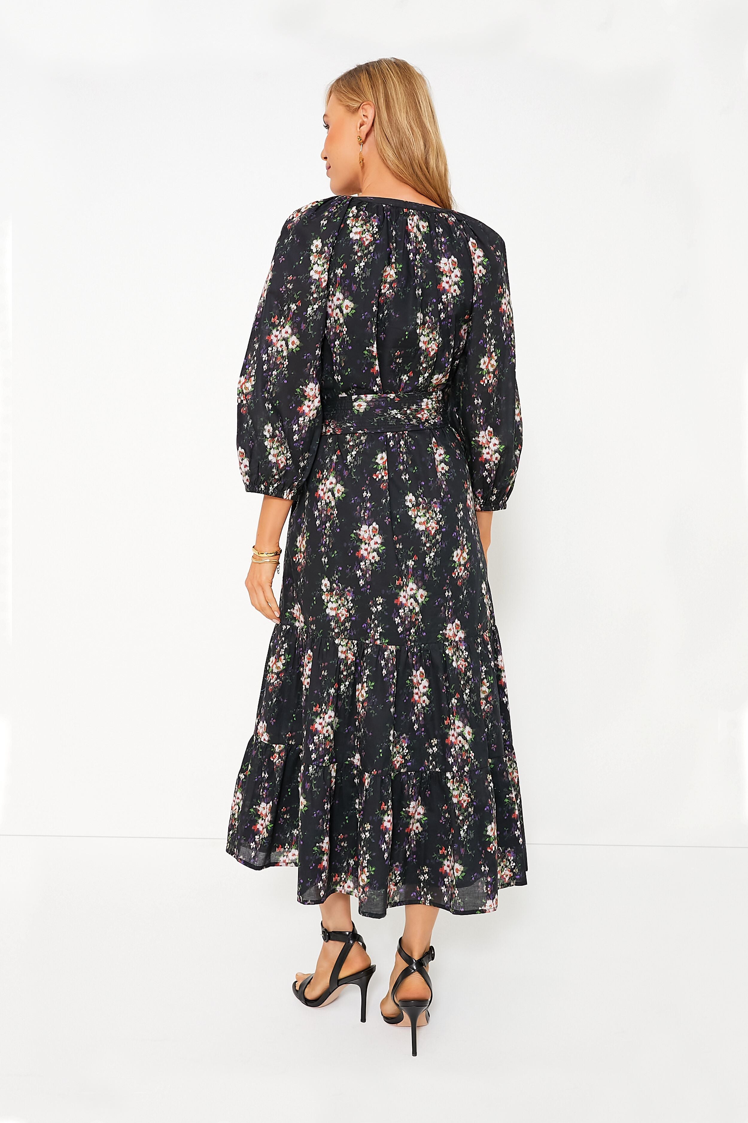 Onyx Falling Flowers Bouquet Lyles Dress-Beilave