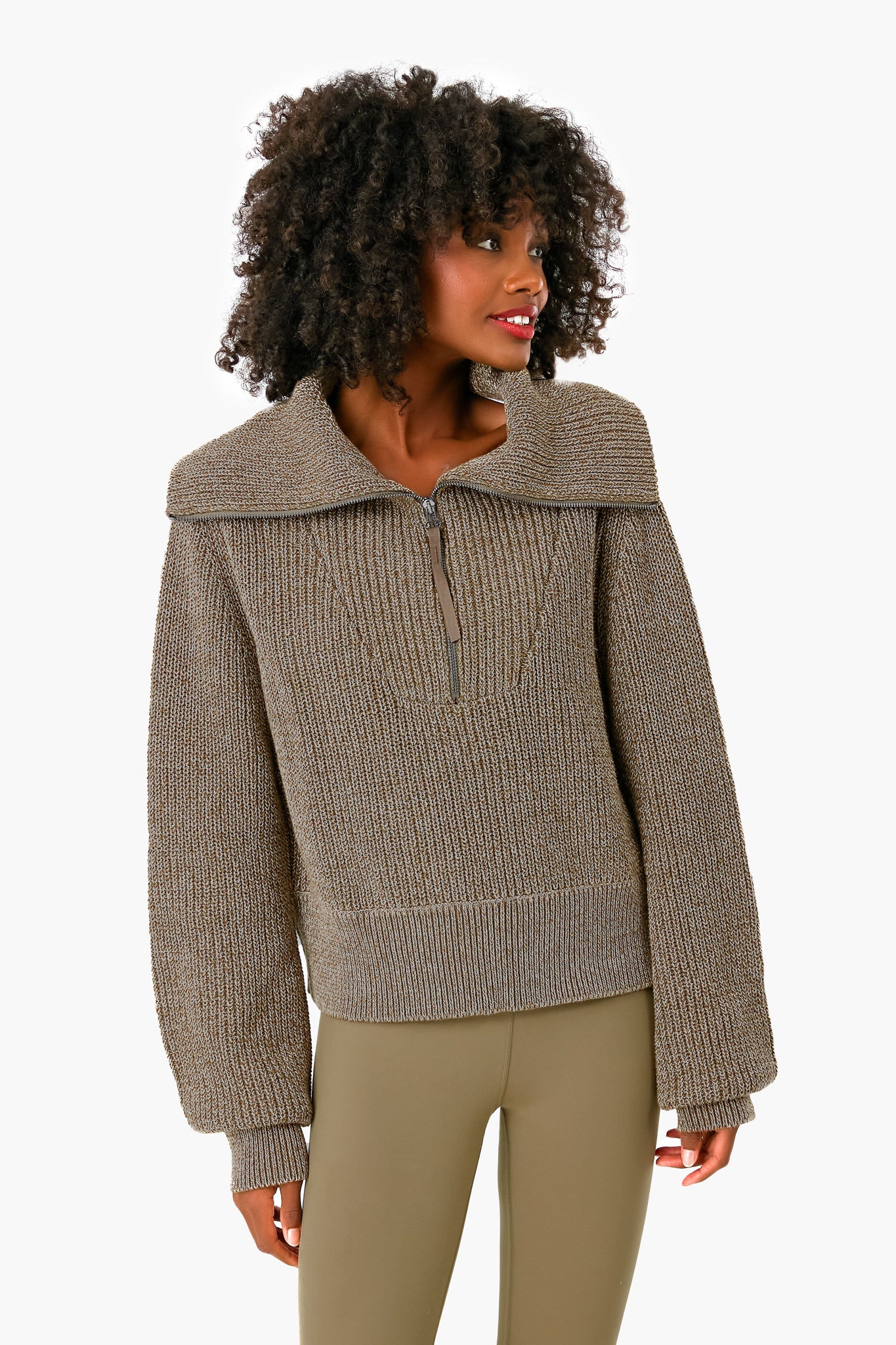 Dark Olive Speckle Mentone Half Zip-Beilave