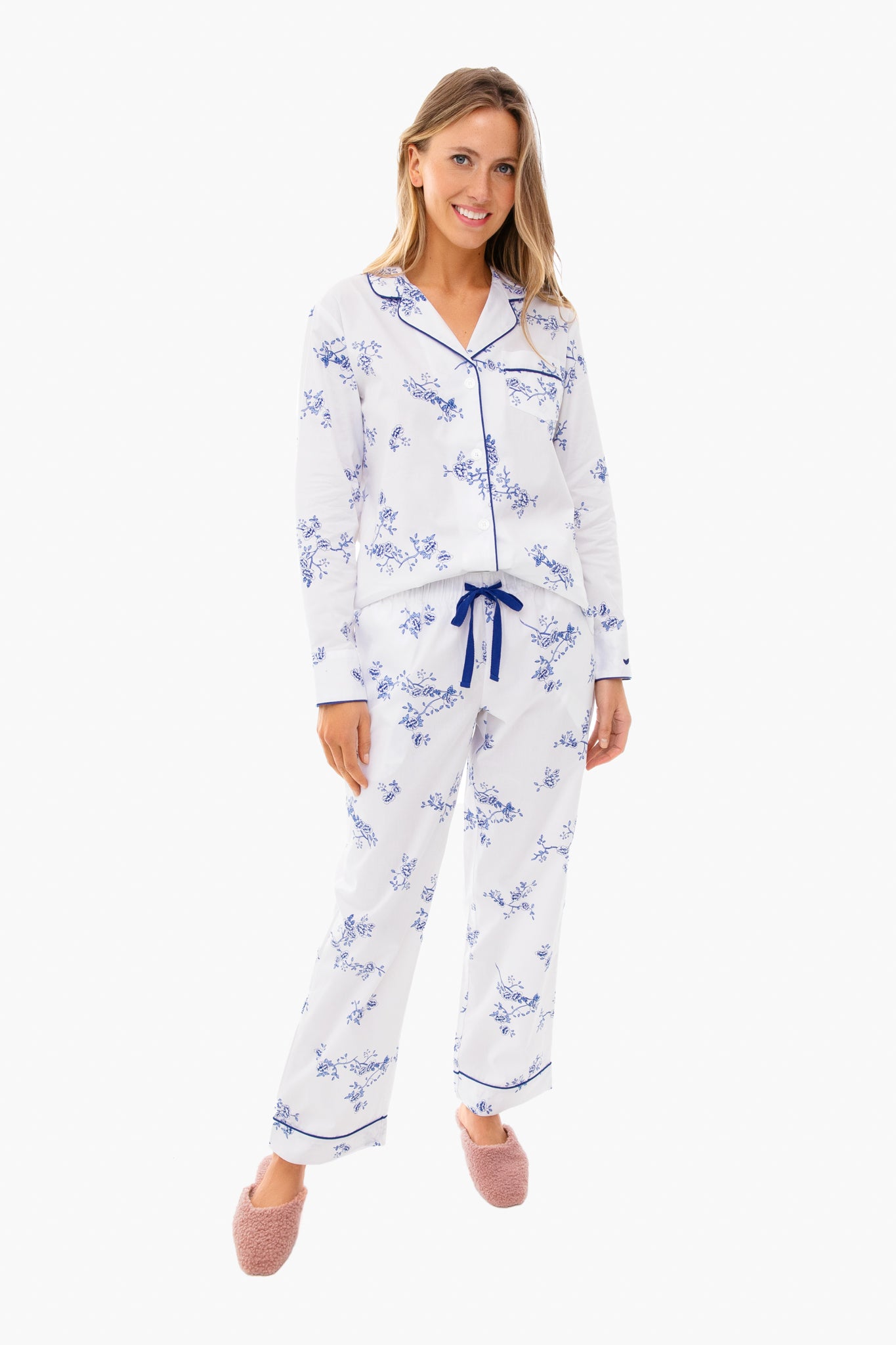 Indigo Floral Pajama Set-Beilave