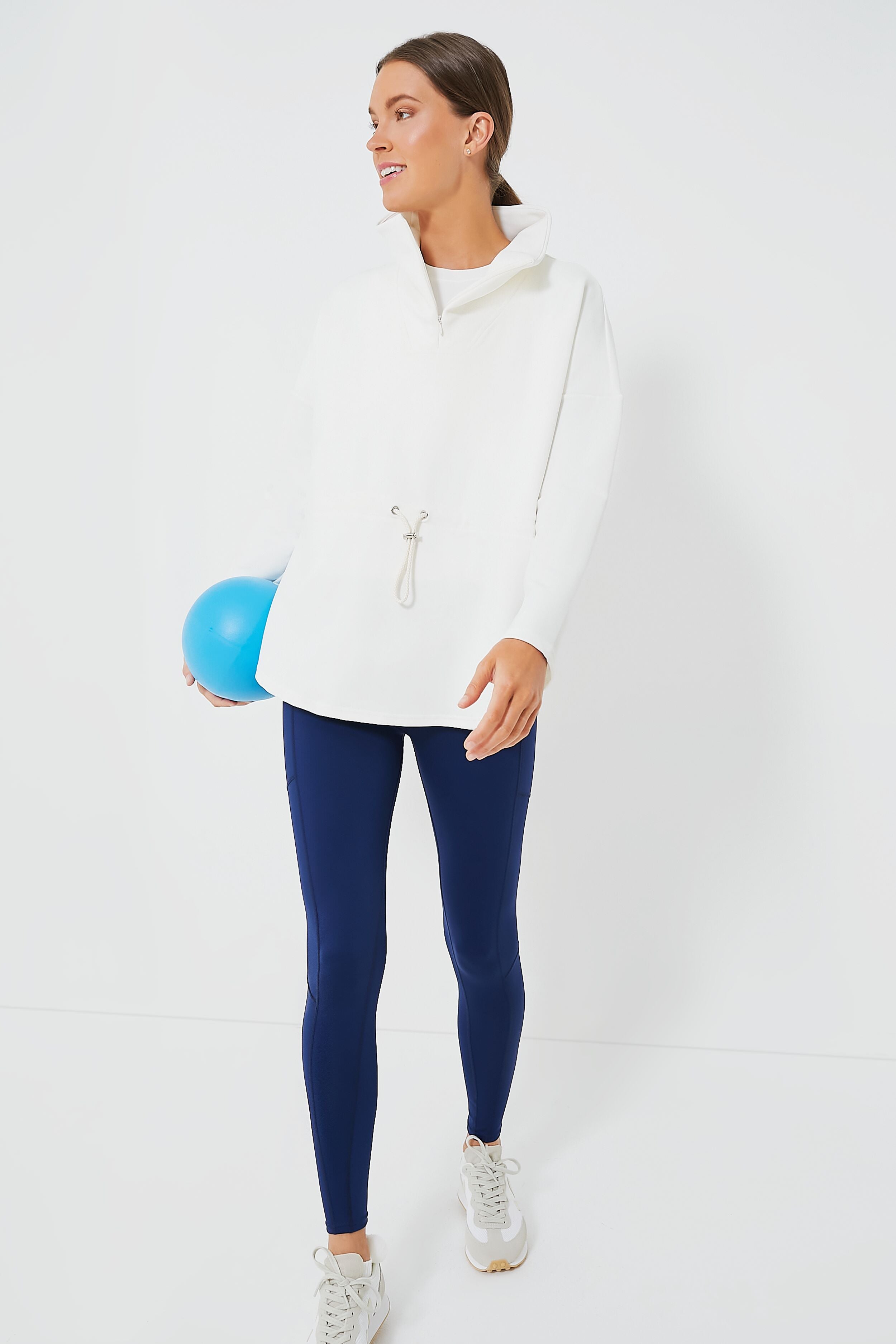 White Cinched Natalie Quarter Zip-Beilave