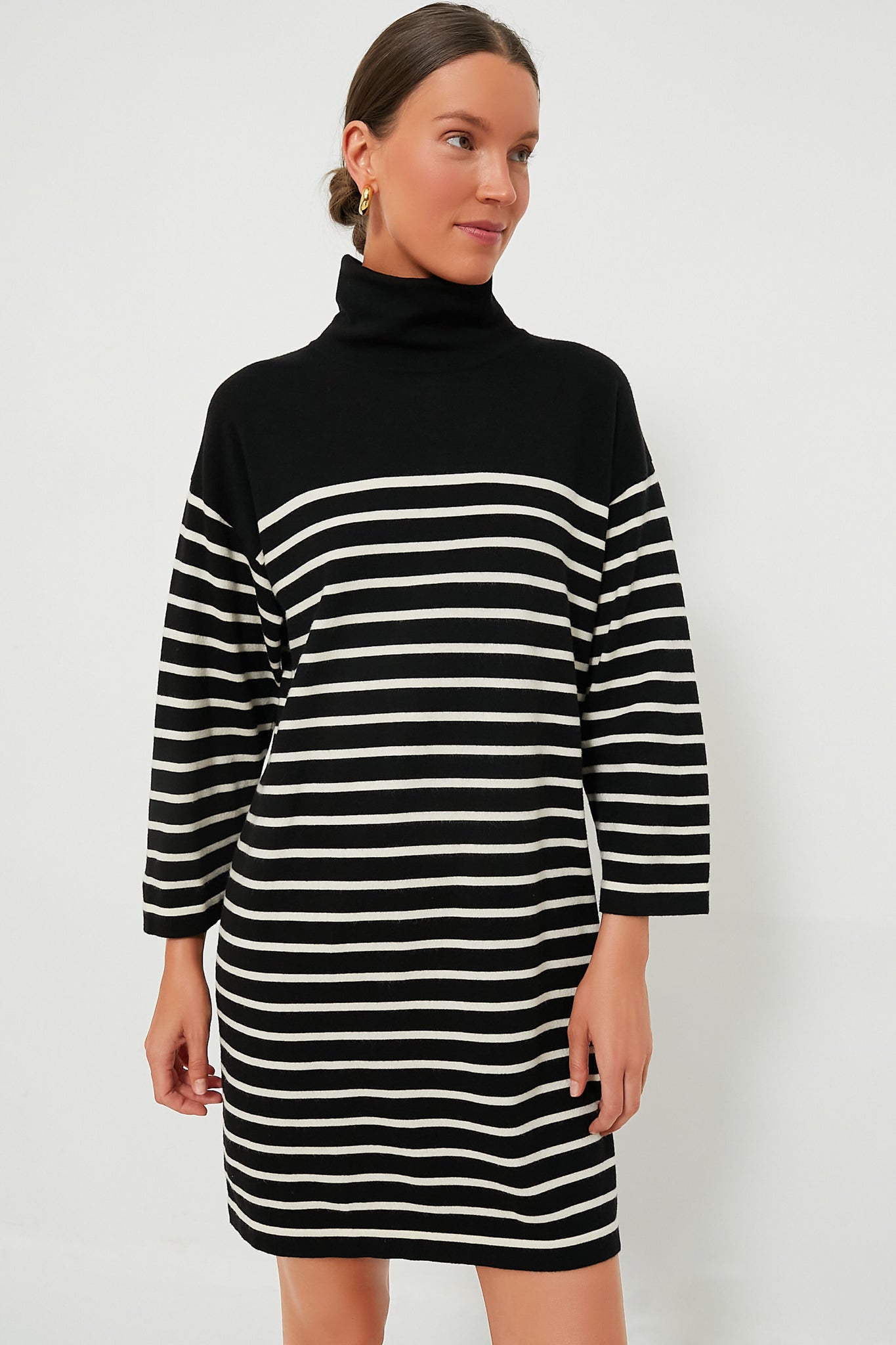 Striped Durand Turtleneck Dress-Beilave