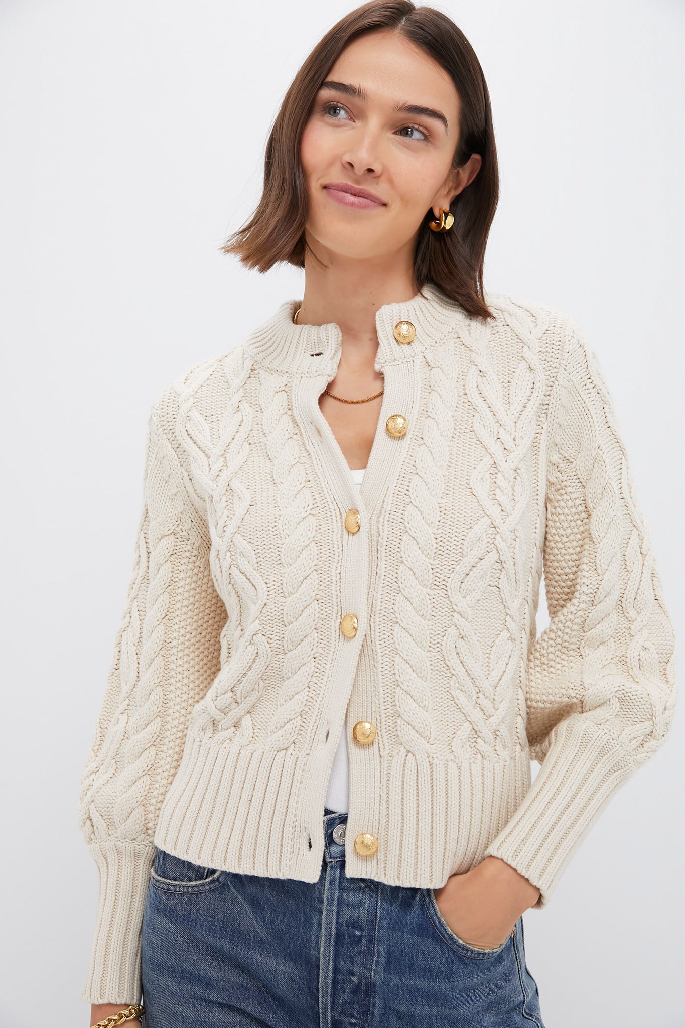 Sandstone Cotton Colette Cardigan-Beilave