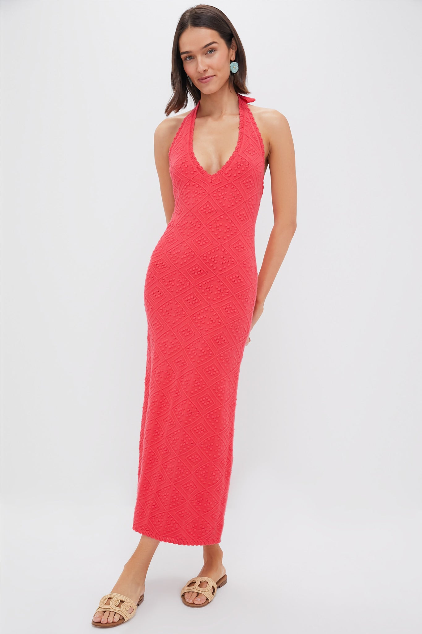 Watermelon Knit Hollis Halter Dress-Beilave