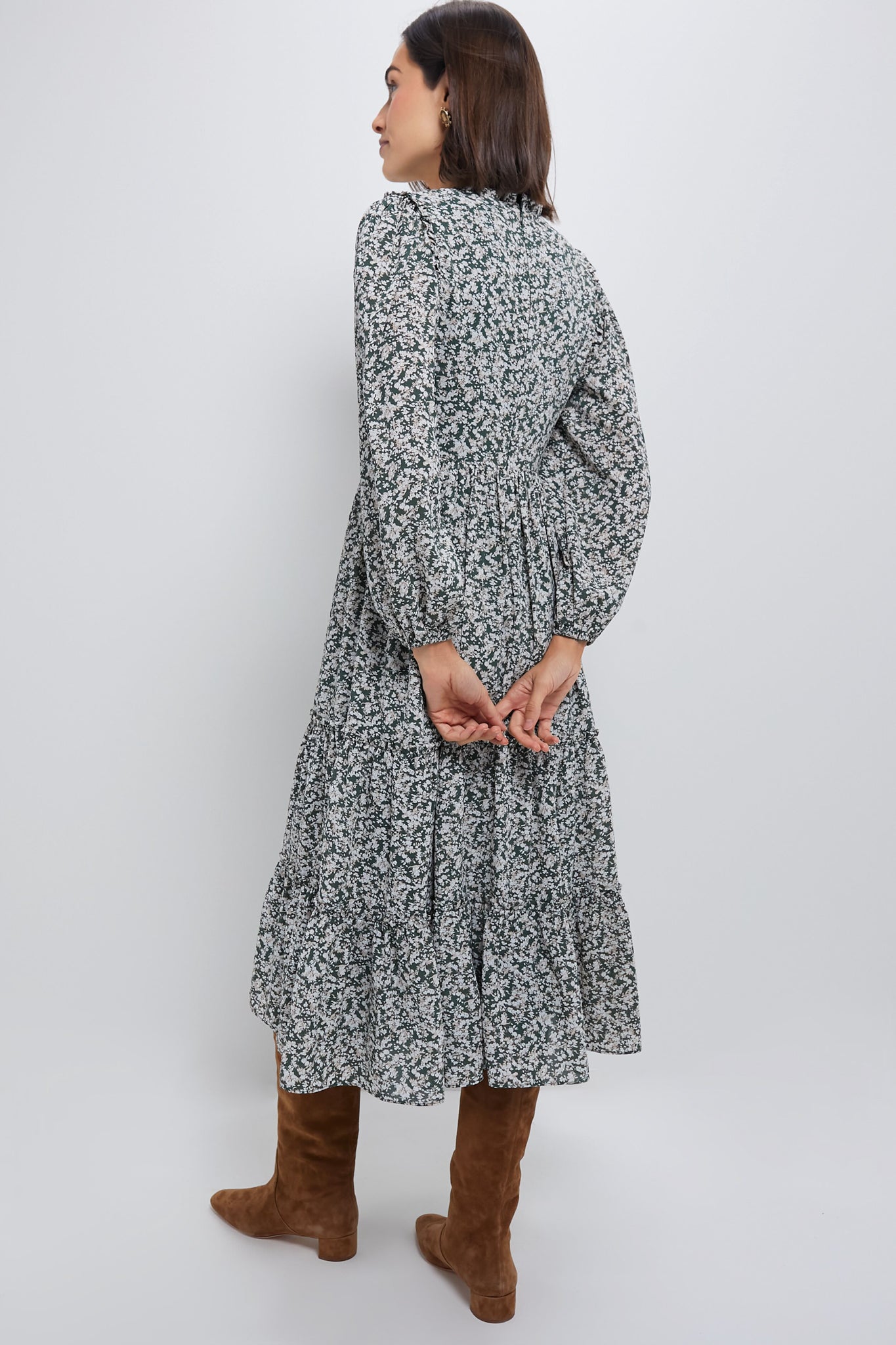 Green Floral Jesse Midi Dress-Beilave